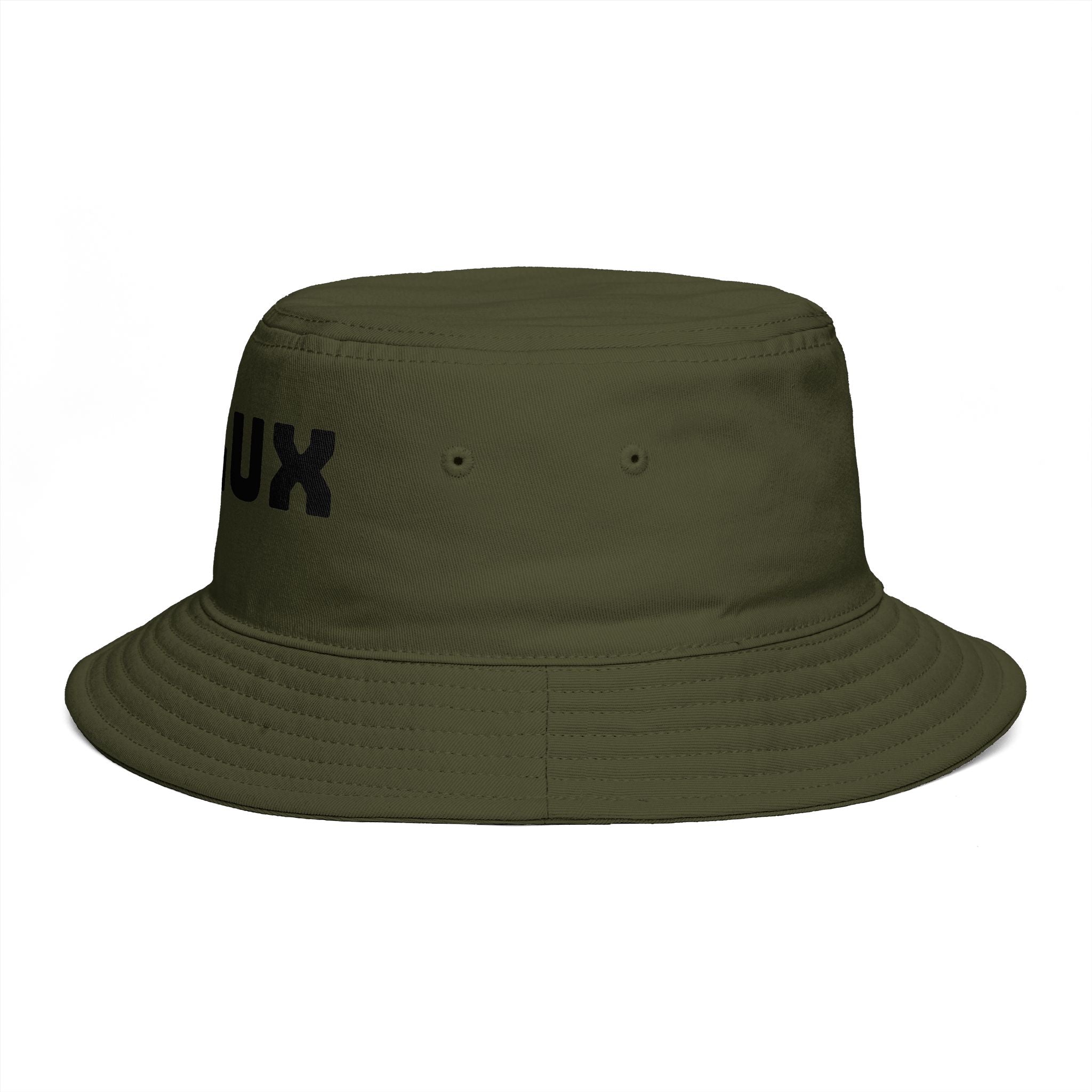 DELUX Brown Bucket Hat — Retro Logo Casual Sun Hat
