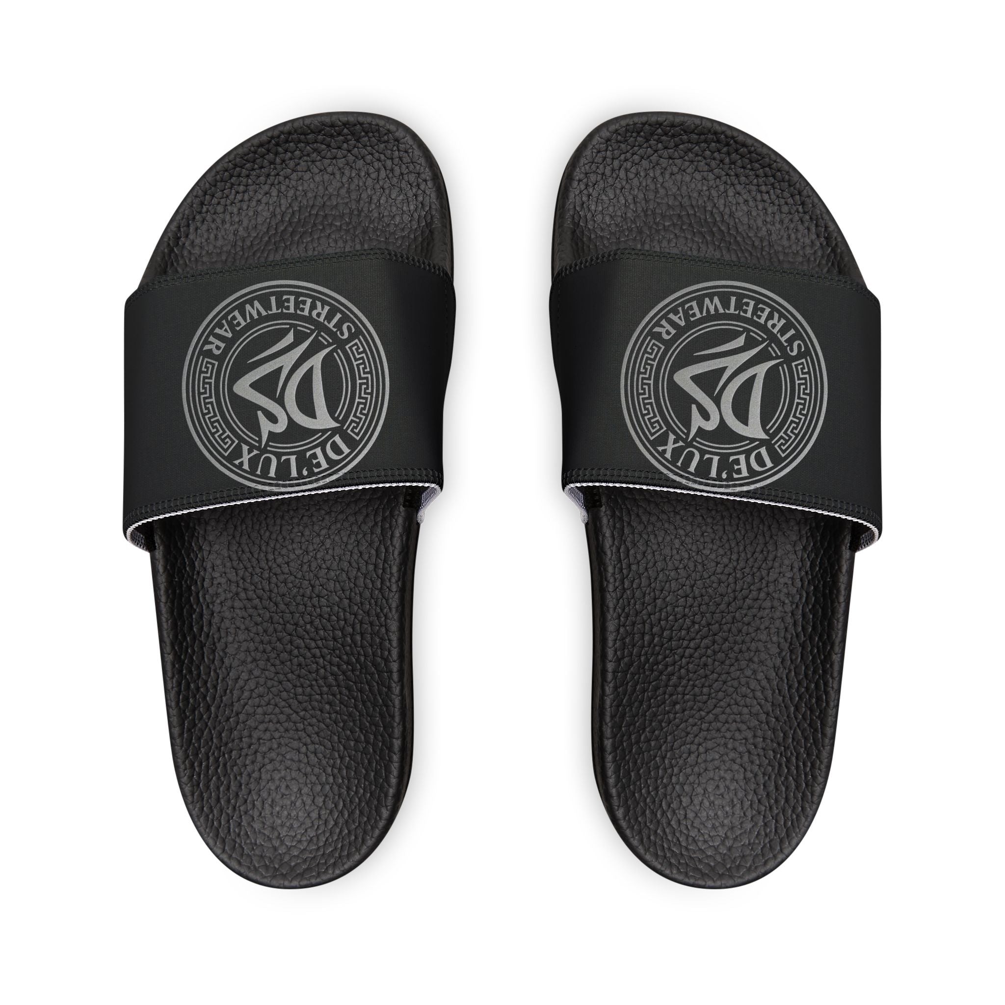 Men's Removable-Strap Slide Sandals — Black Logo Comfort Slides