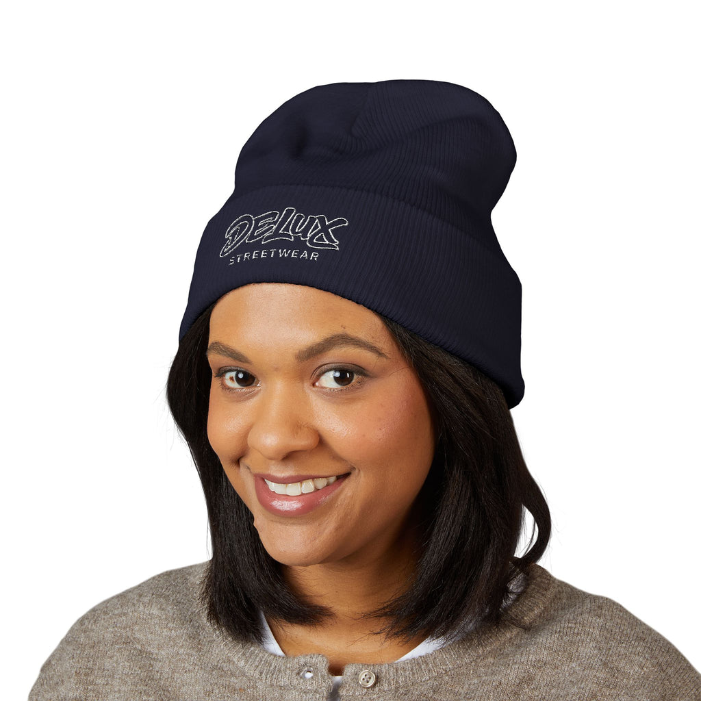 Delux Streetwear Embroidered Cuffed Beanie — Bold Knit Hat