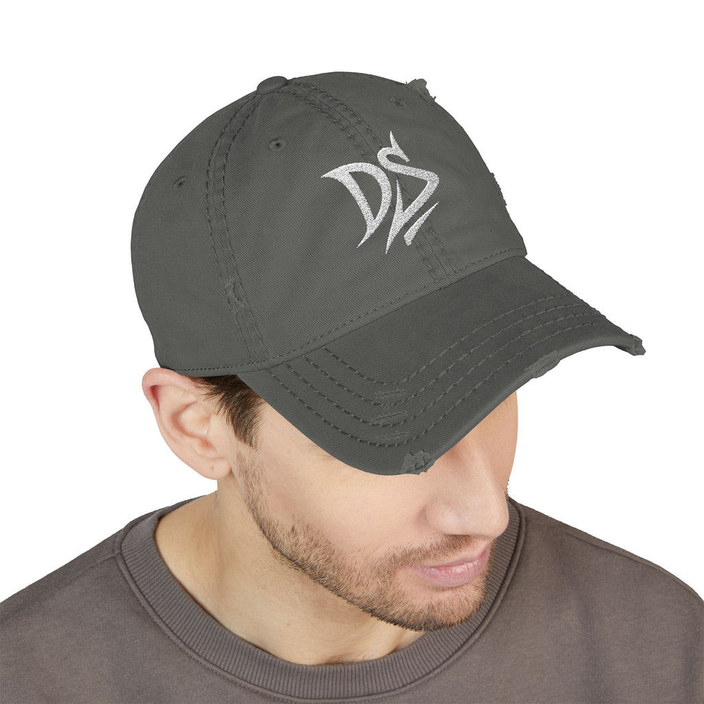 Distressed Embroidered Dad Hat — Vintage ‘DS’ Logo Cap