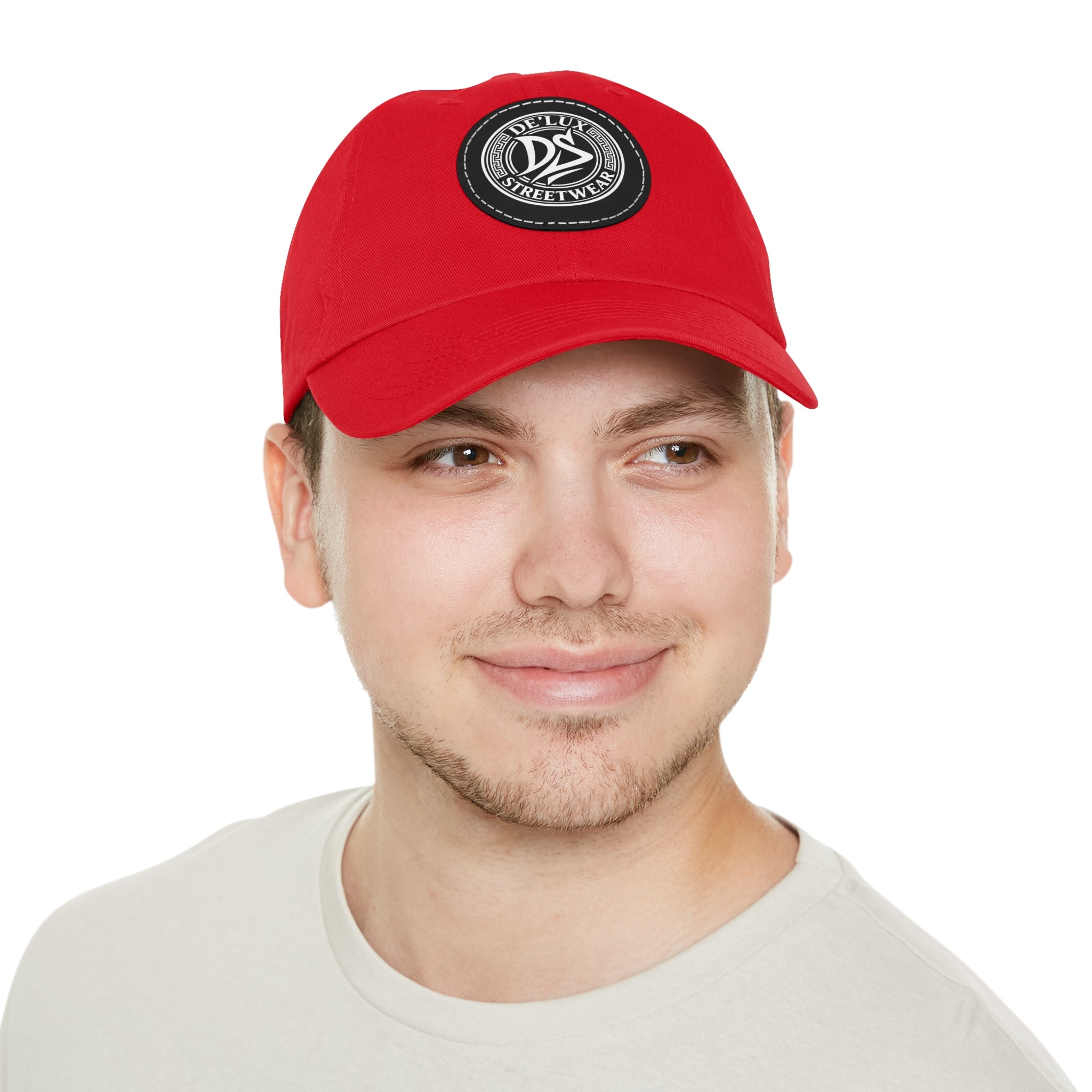 Deluxe Streetwear Leather Patch Dad Hat — Round Logo Cap