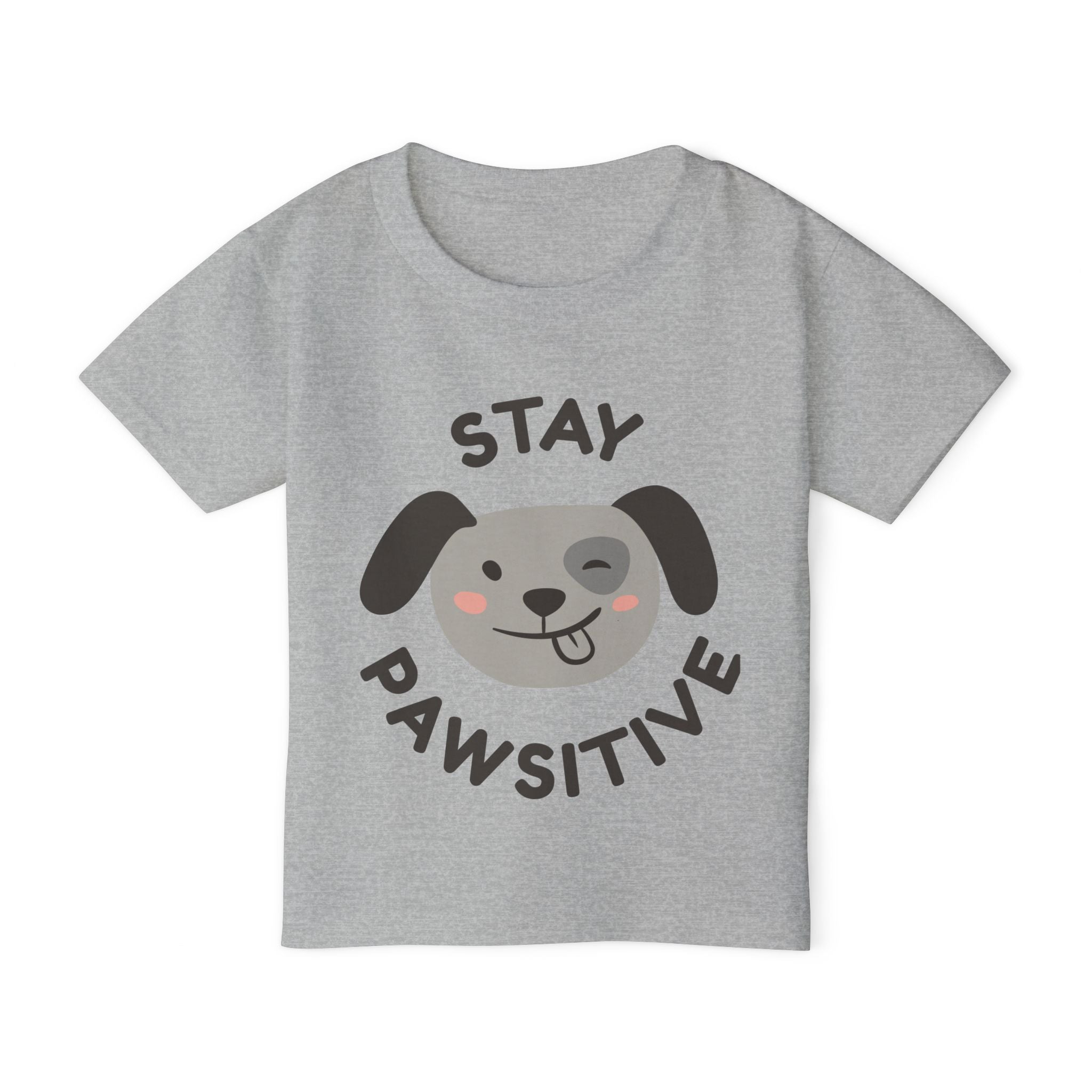 Toddler T-Shirt — "Stay Pawsitive" Cute Winking Puppy Kids Tee
