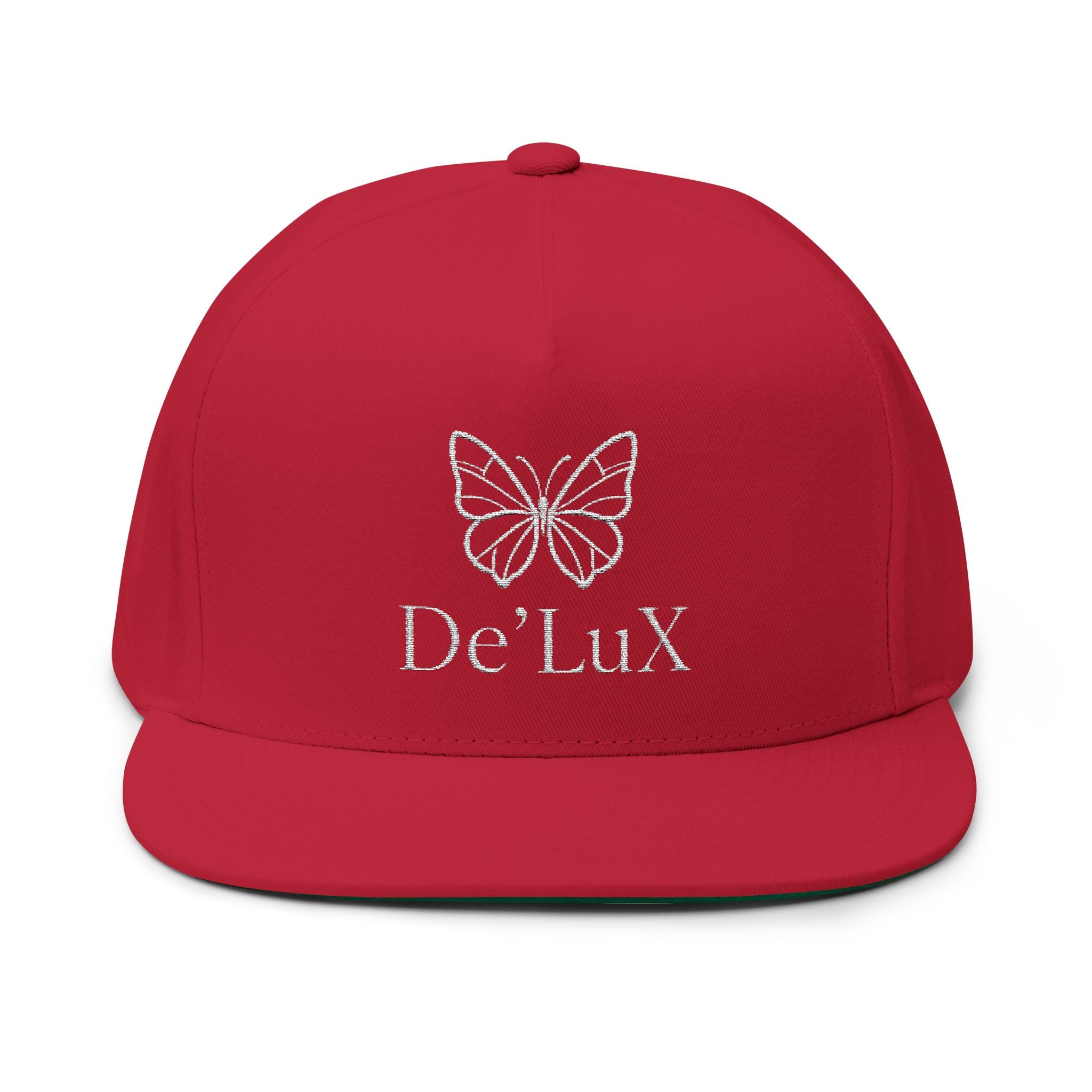 DeLuX Women Embroidered Butterfly Rhinestone Flat Bill Cap — Luxe 'Bee Lux' Snapback