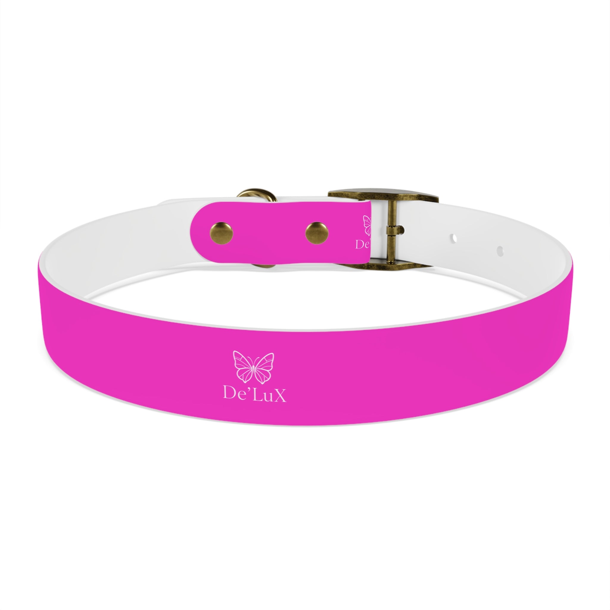 Bright Pink Dog Collar — De'Lux Butterfly Adjustable Pet Collar