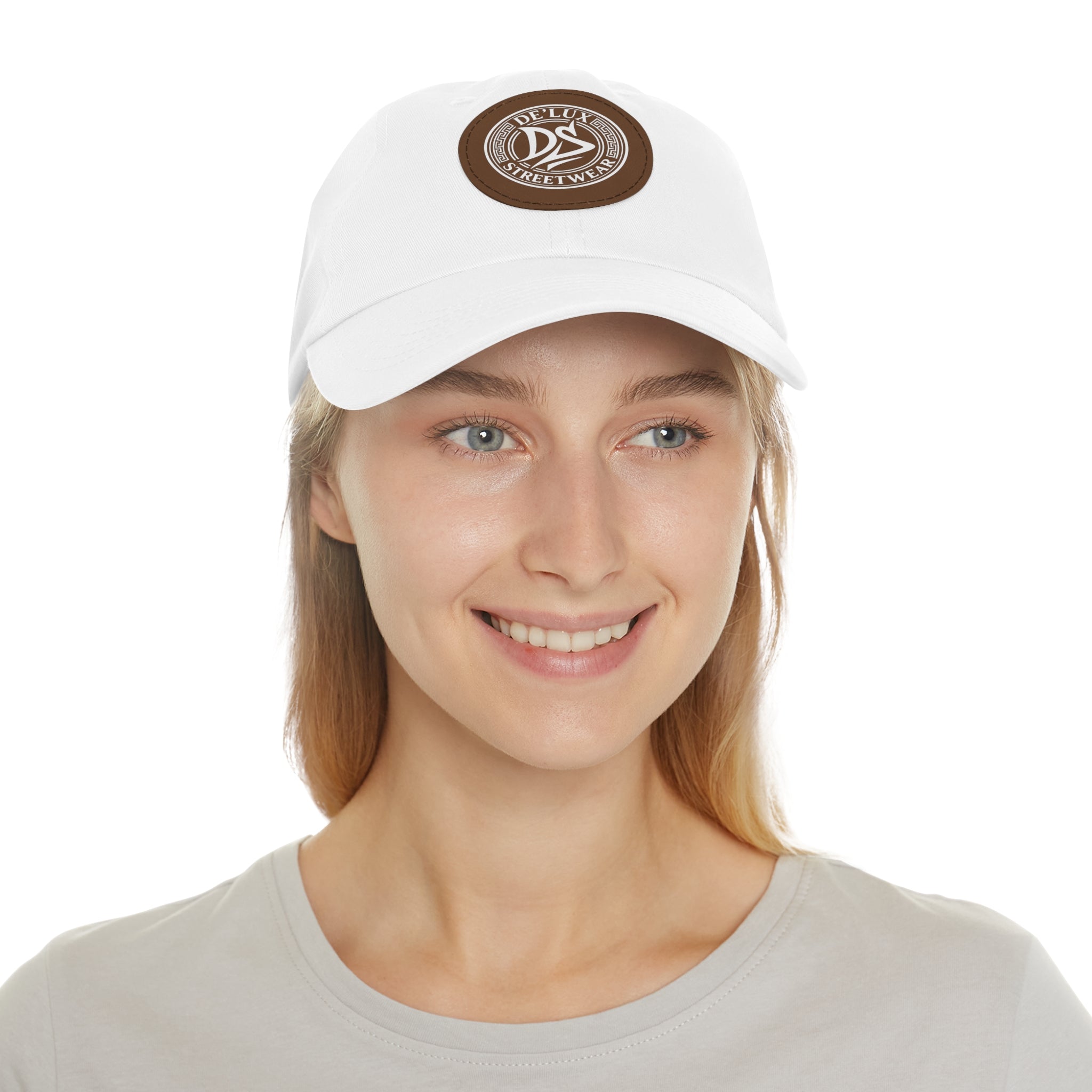 Deluxe Streetwear Leather Patch Dad Hat — Round Logo Cap