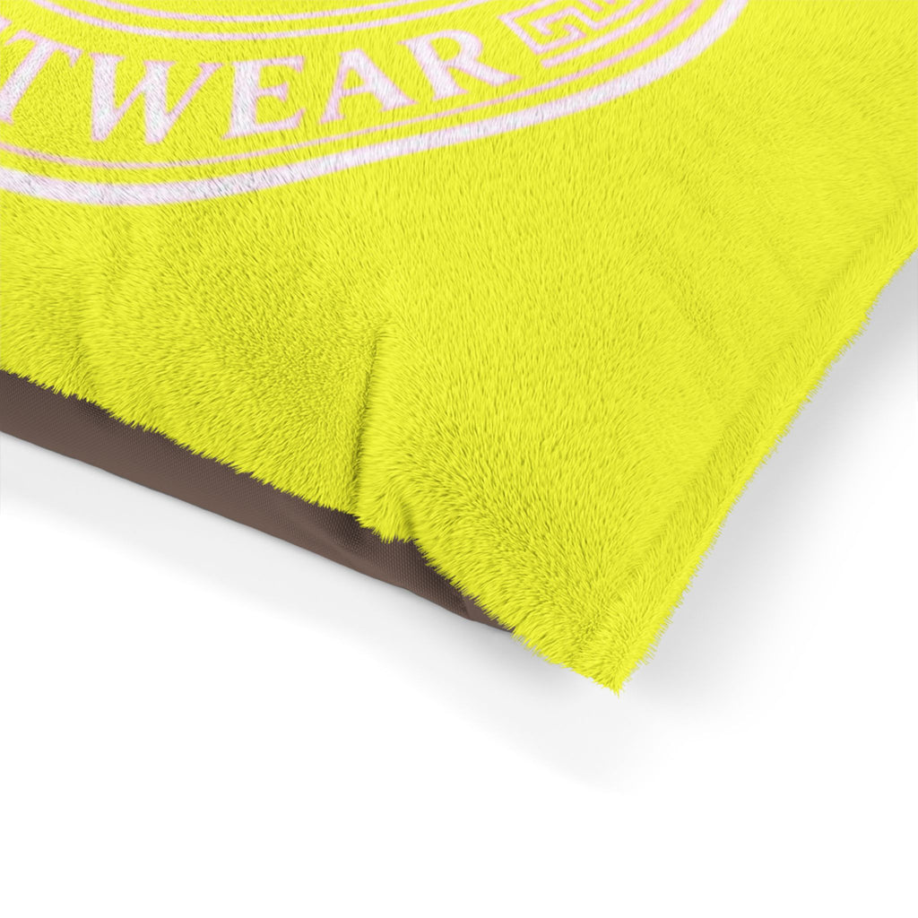 Deluxe Streetwear Yellow Pet Bed — Plush Dog & Cat Cushion with DS Logo