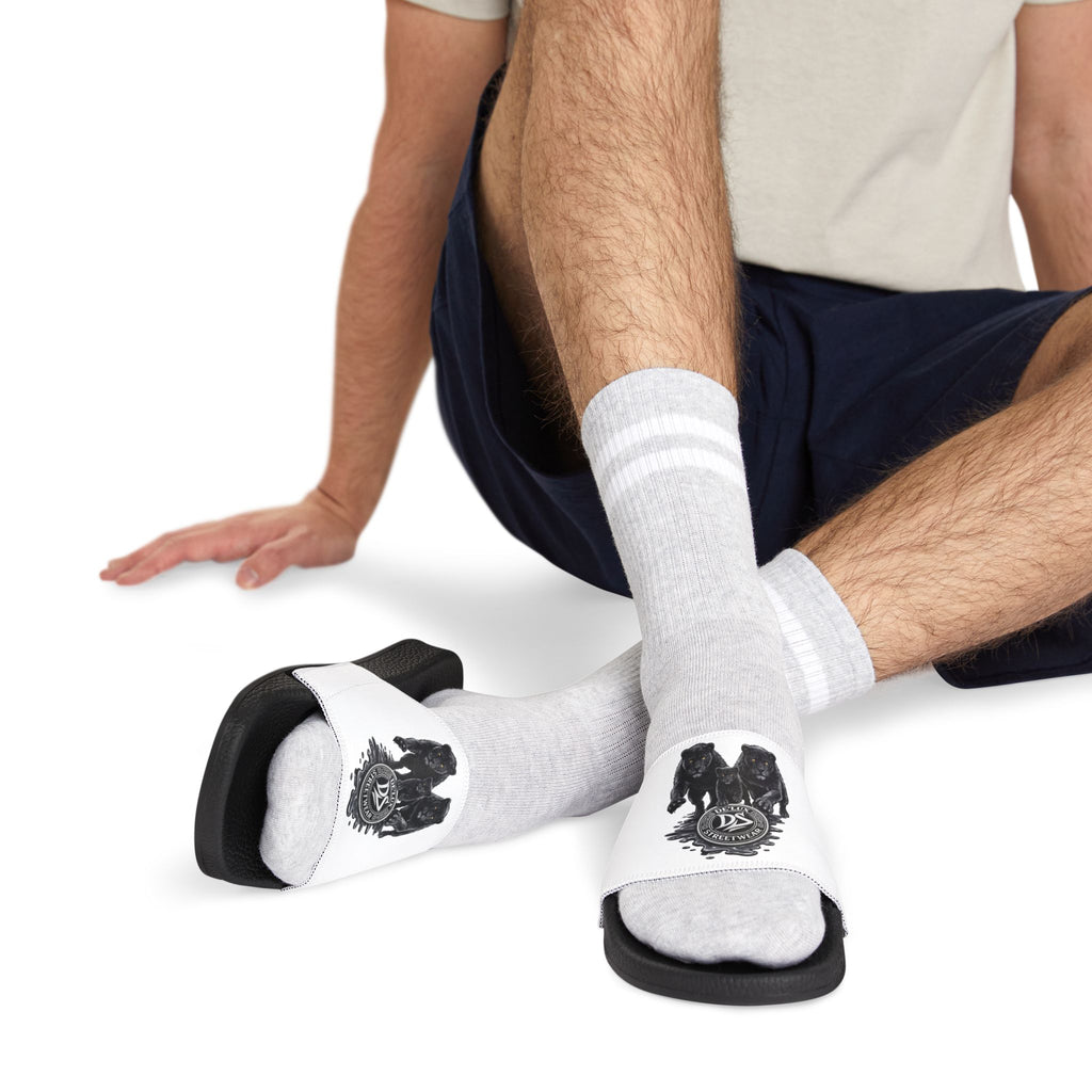 Slide Sandals — Men's White DeLuX Logo Removable-Strap Slides