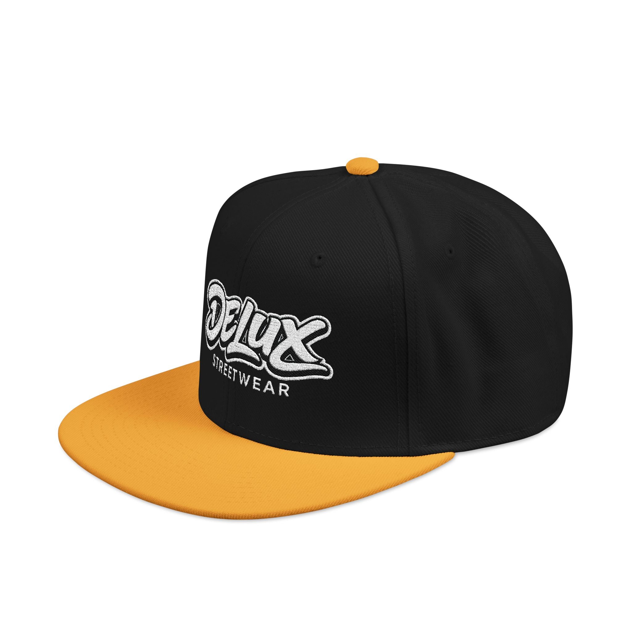 Mens Embroidered 'Delux' Snapback Cap – Streetwear Flat-Brim Hat