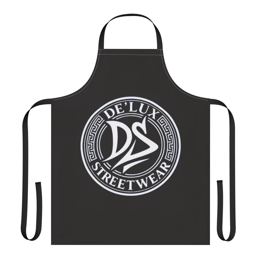 De'Lux Streetwear Logo Apron — Black Chef Apron with Bold Circular Emblem