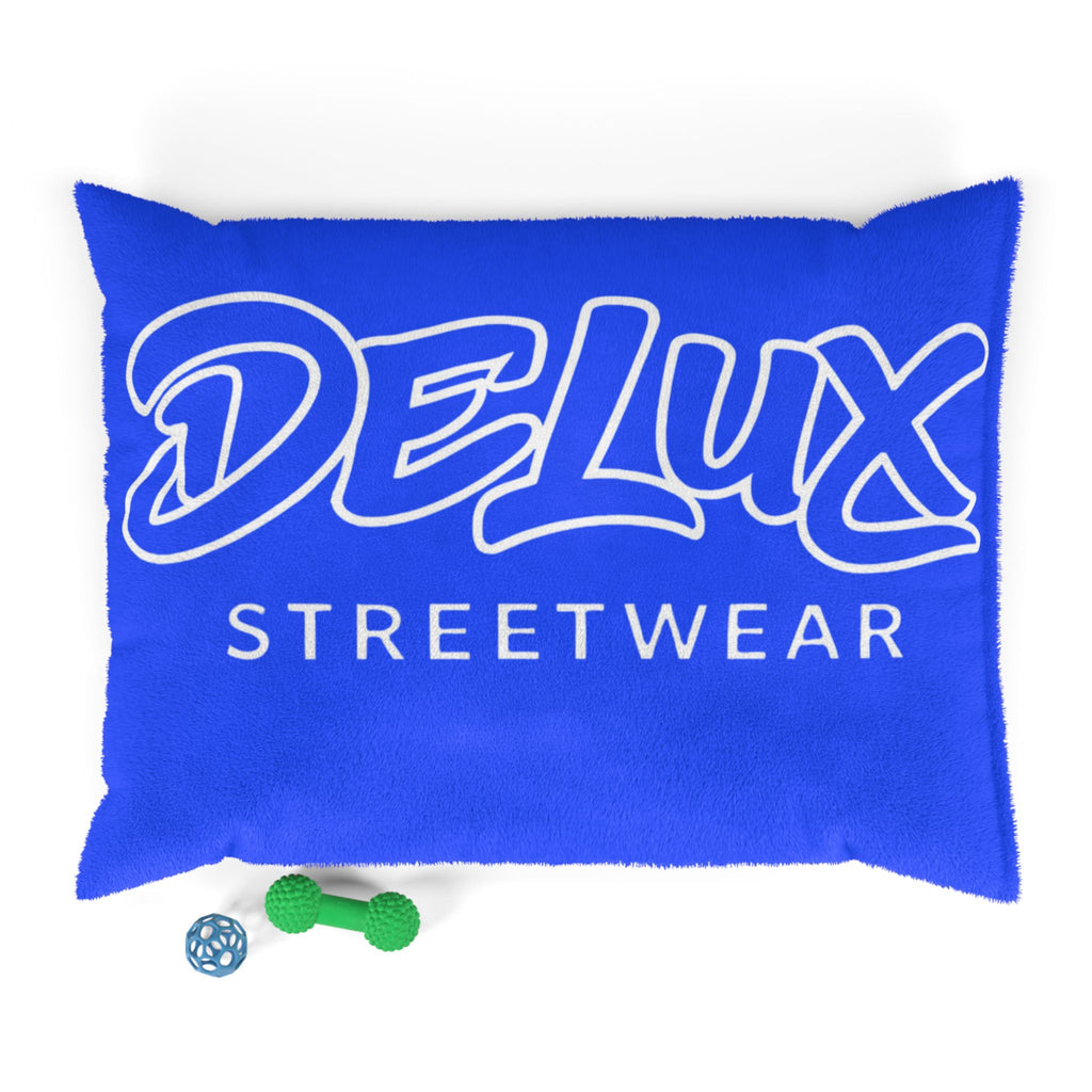 Delux Streetwear Blue Pet Bed – Cozy Designer Logo Cushion for Dogs & Cats