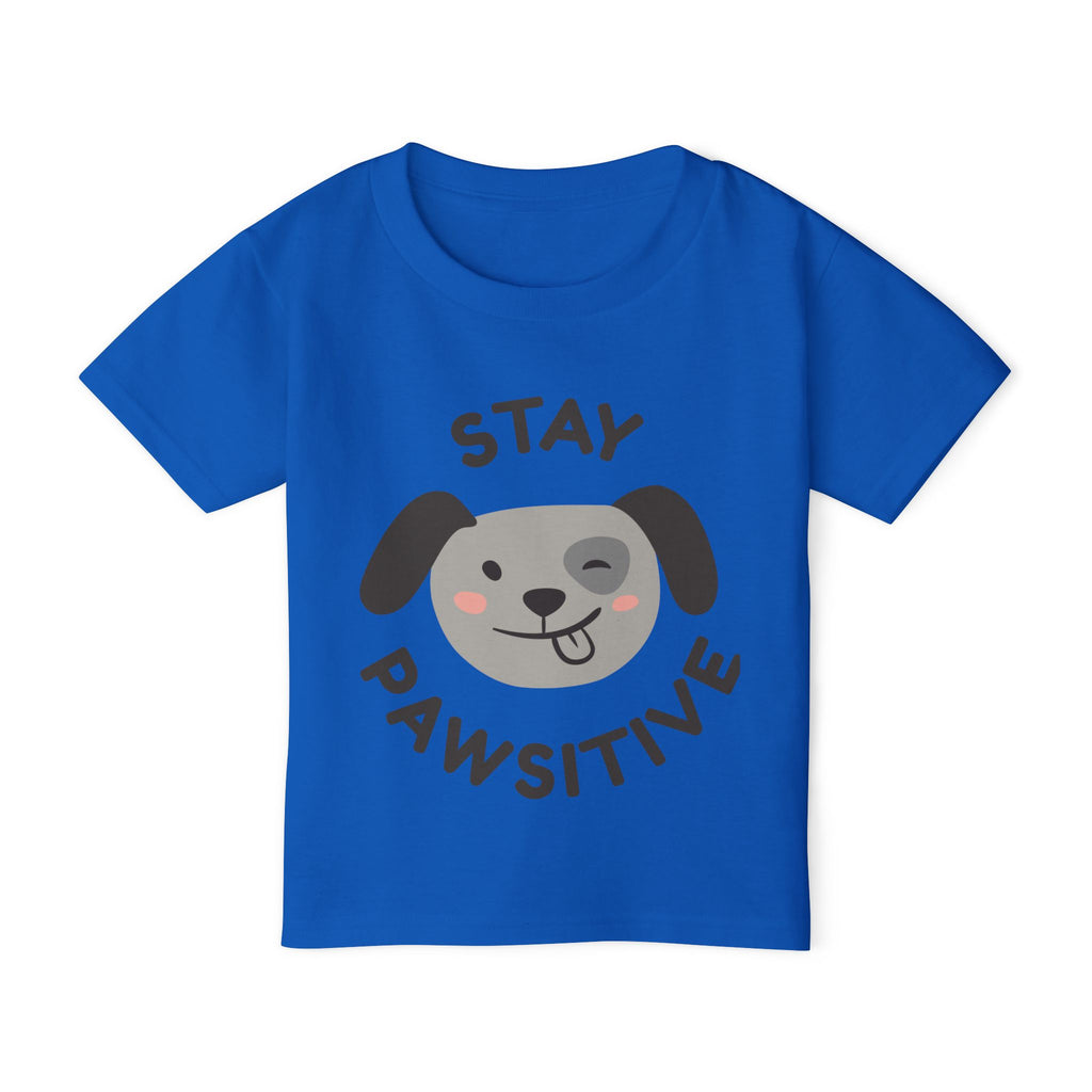 Toddler T-Shirt — "Stay Pawsitive" Cute Winking Puppy Kids Tee