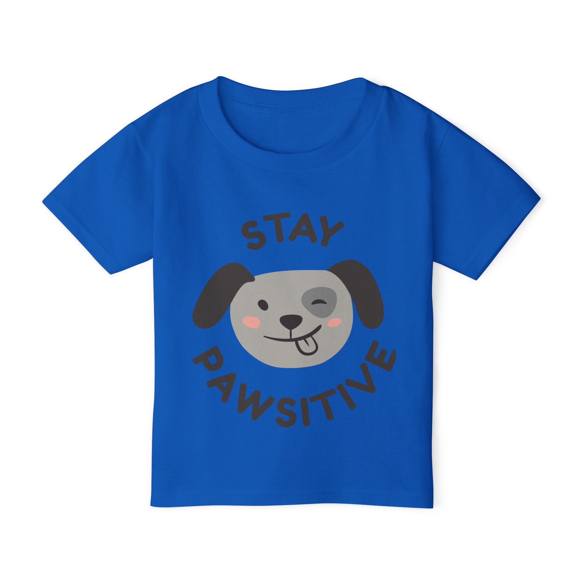 Toddler T-Shirt — "Stay Pawsitive" Cute Winking Puppy Kids Tee