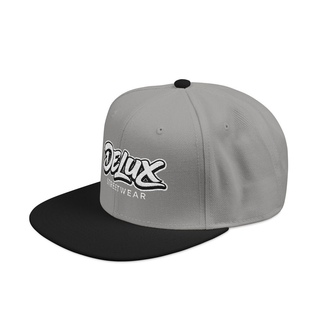 Mens Embroidered 'Delux' Snapback Cap – Streetwear Flat-Brim Hat