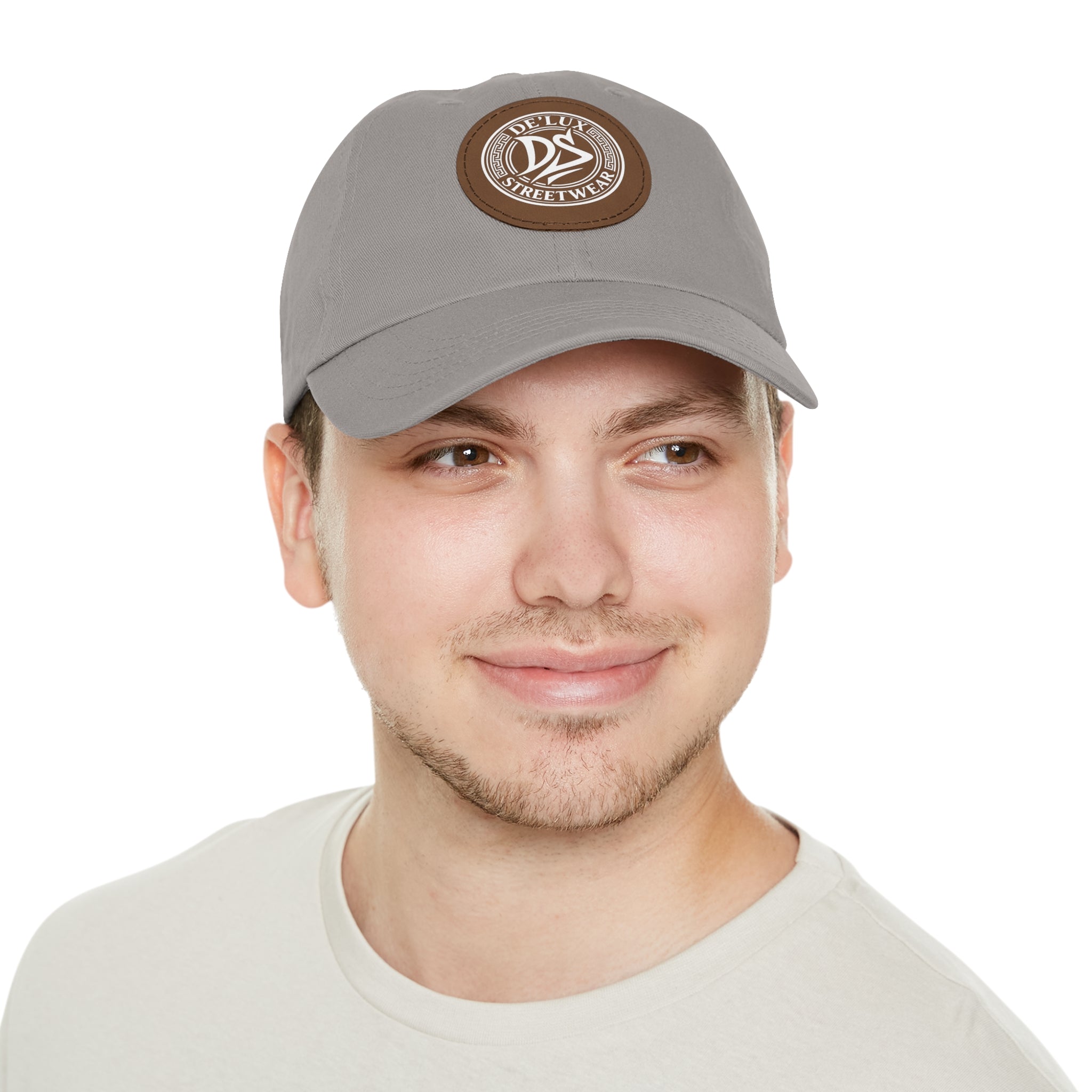 Deluxe Streetwear Leather Patch Dad Hat — Round Logo Cap
