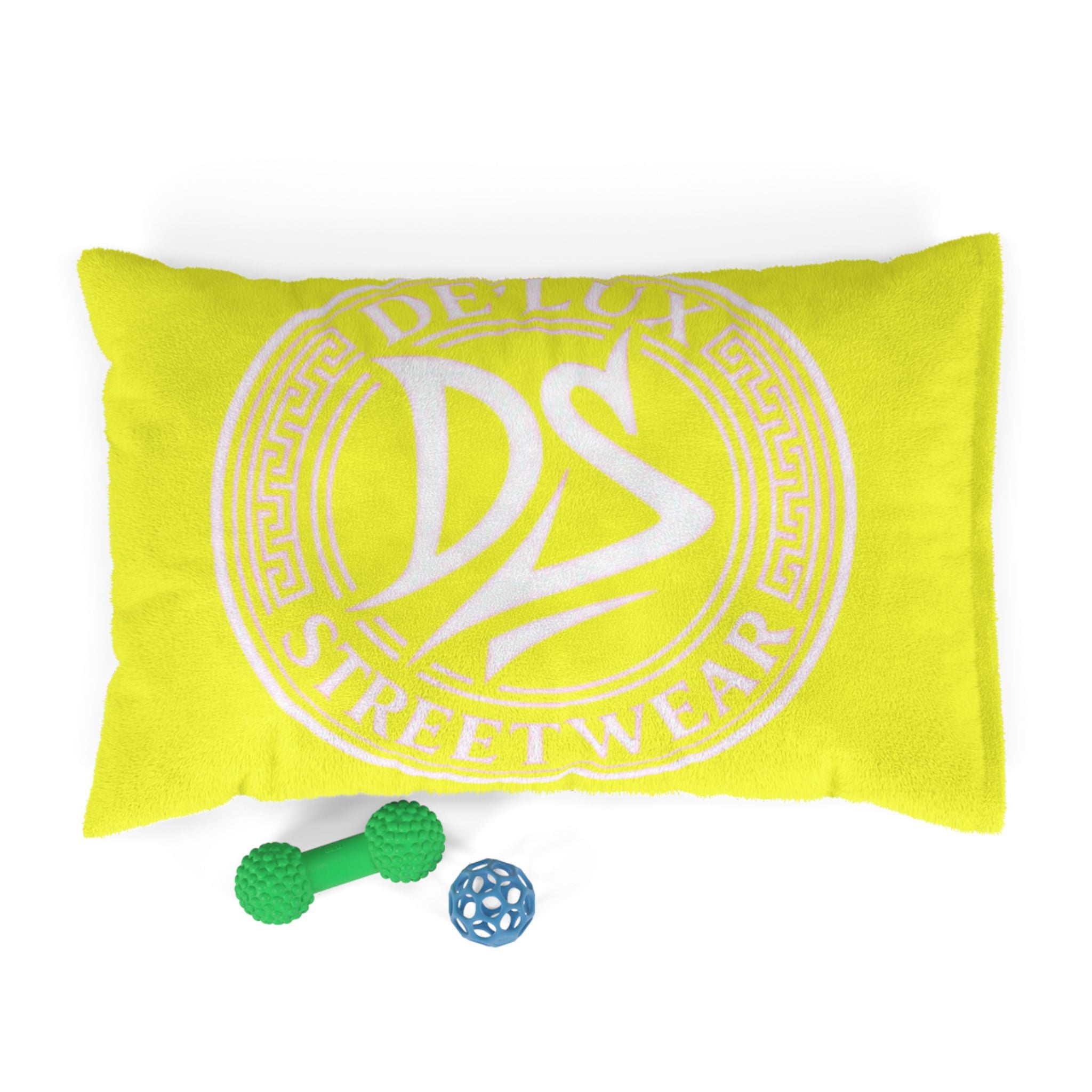 Deluxe Streetwear Yellow Pet Bed — Plush Dog & Cat Cushion with DS Logo