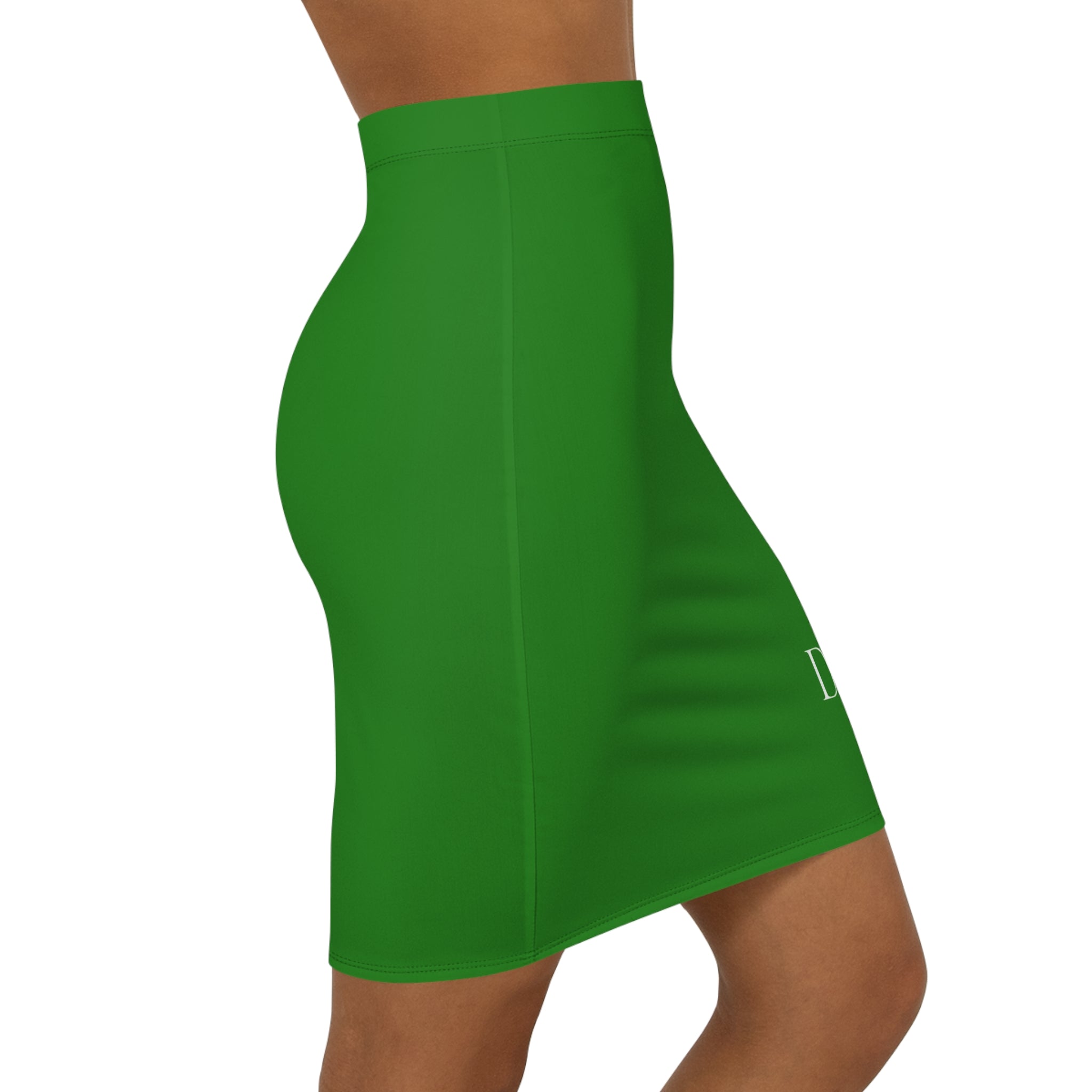 Green Butterfly Logo Pencil Skirt — De'LuX Branded Mid-Waist