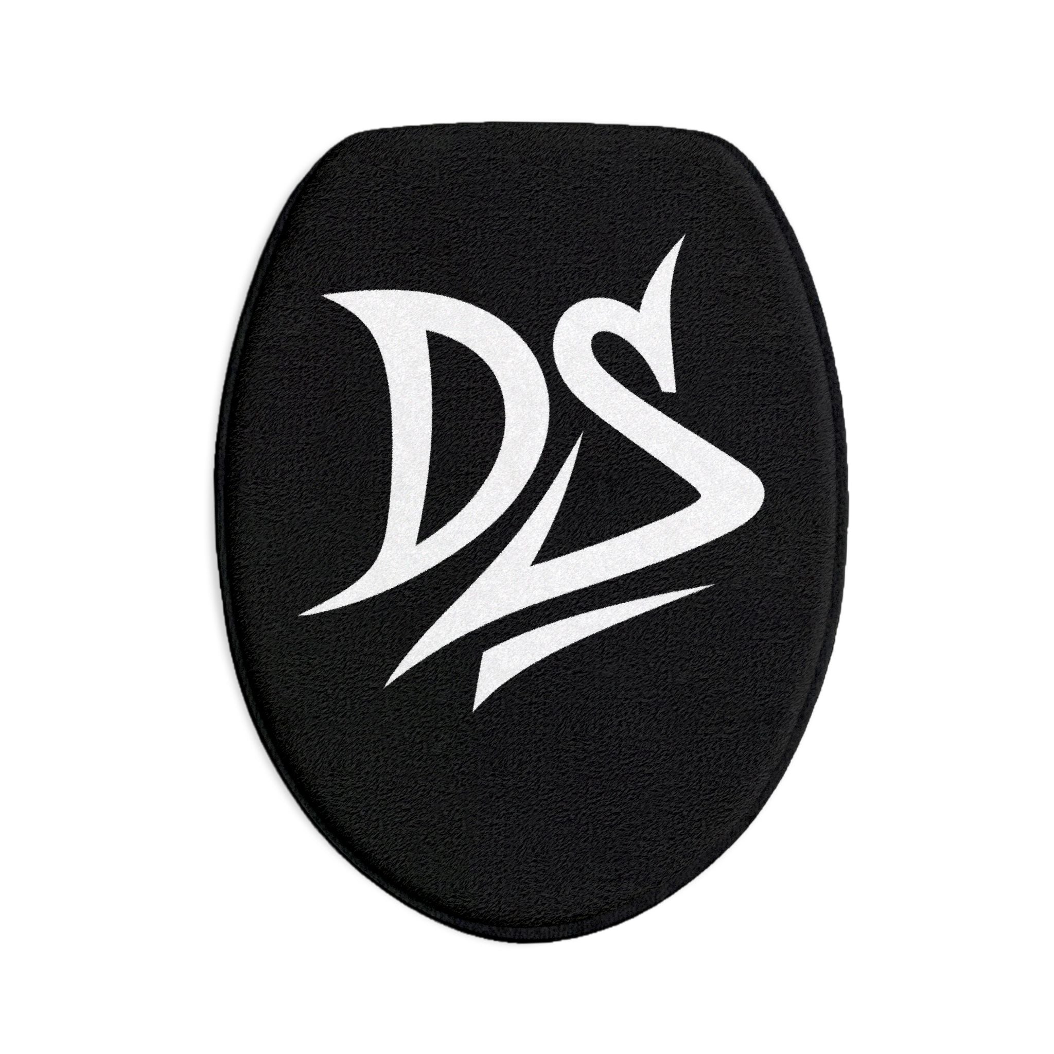 Black Bathroom 3-Piece Rug Set with White DS Logo – Toilet Lid, Contour & Bath Mat