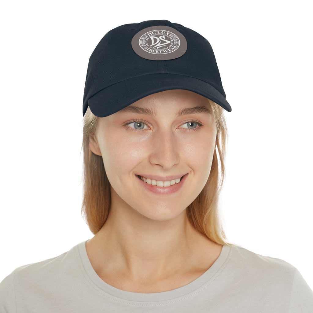 Deluxe Streetwear Leather Patch Dad Hat — Round Logo Cap