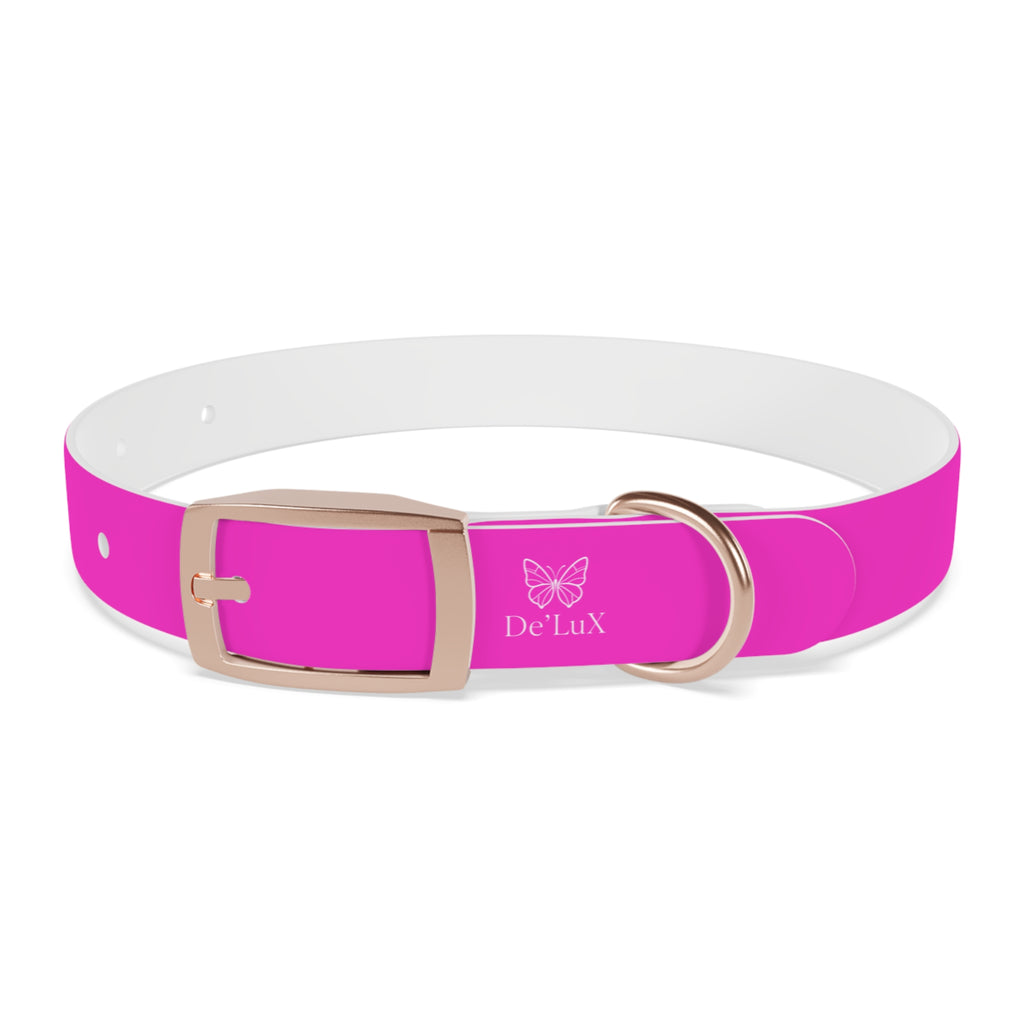 Bright Pink Dog Collar — De'Lux Butterfly Adjustable Pet Collar
