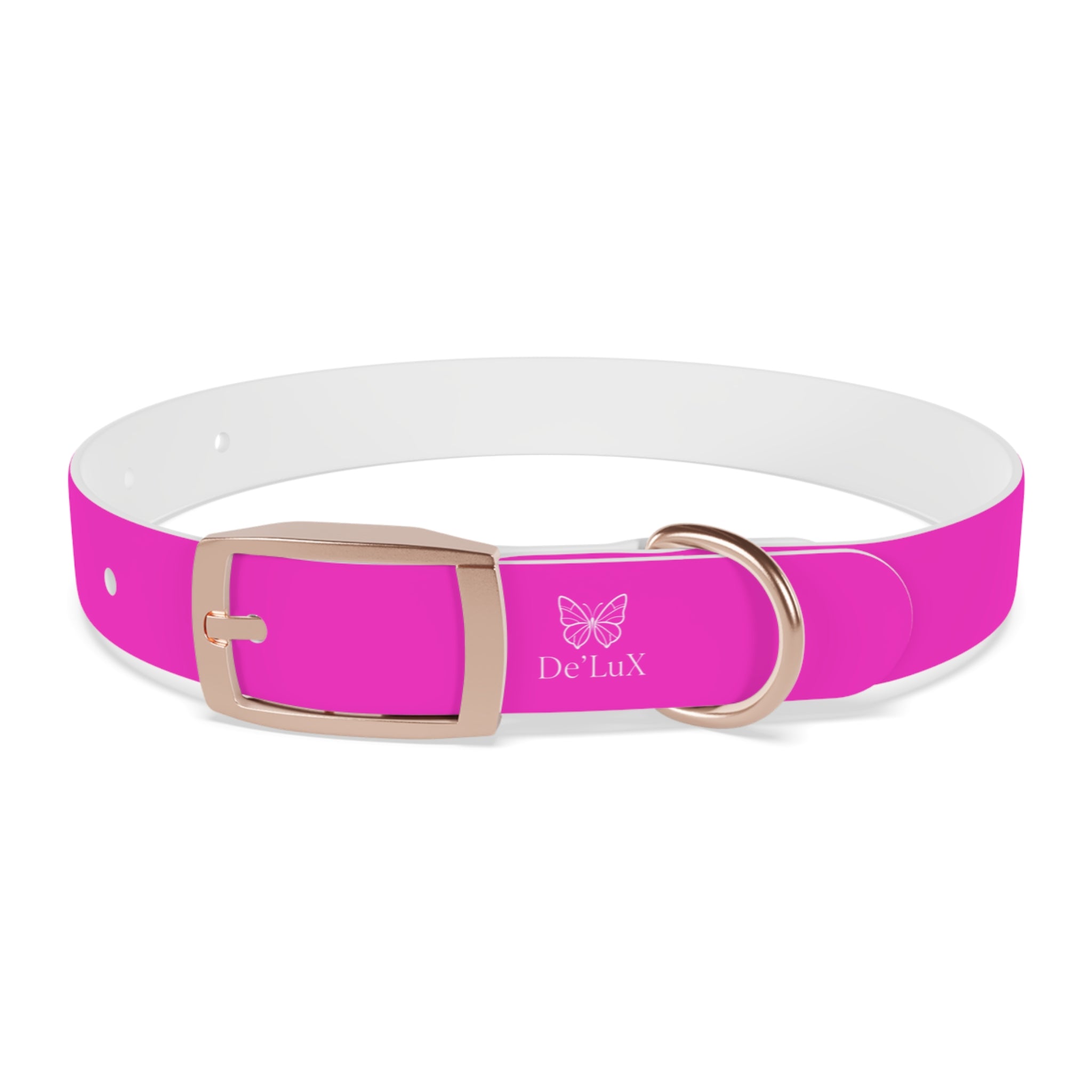 Bright Pink Dog Collar — De'Lux Butterfly Adjustable Pet Collar