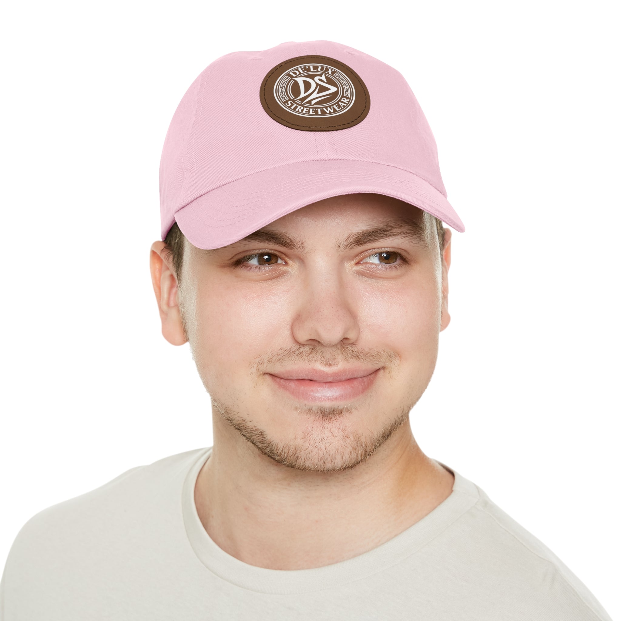 Deluxe Streetwear Leather Patch Dad Hat — Round Logo Cap