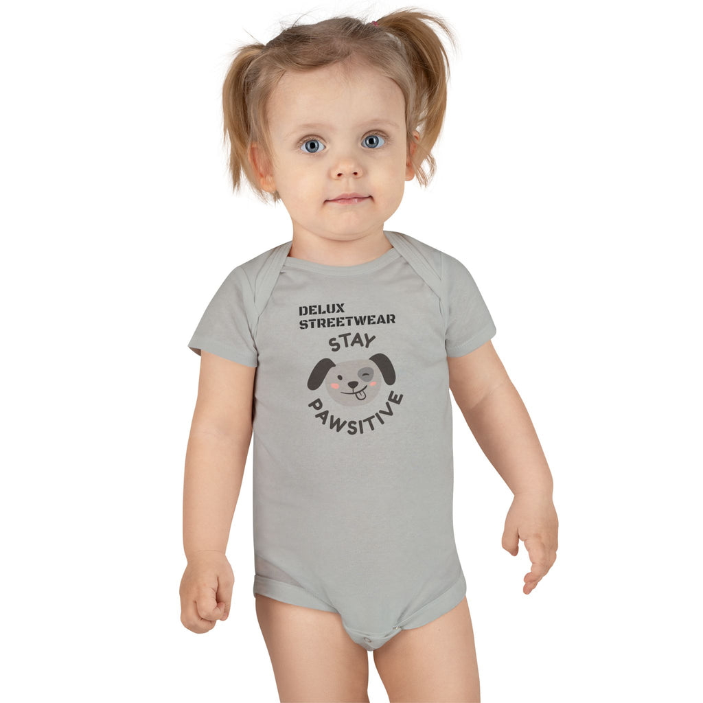 Baby Onesie - "Stay Pawsitive" Cute Dog Graphic Infant Bodysuit