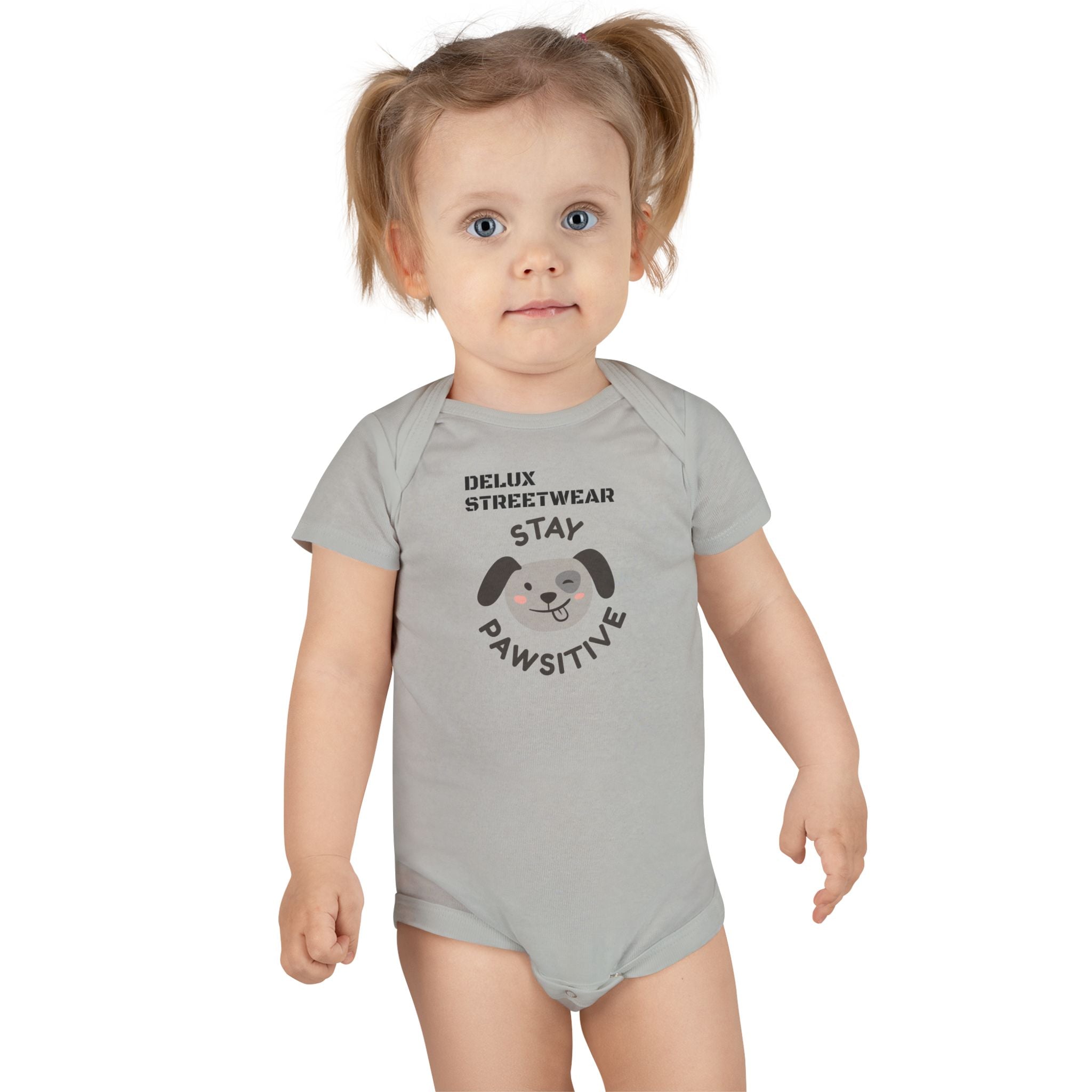 Baby Onesie - "Stay Pawsitive" Cute Dog Graphic Infant Bodysuit