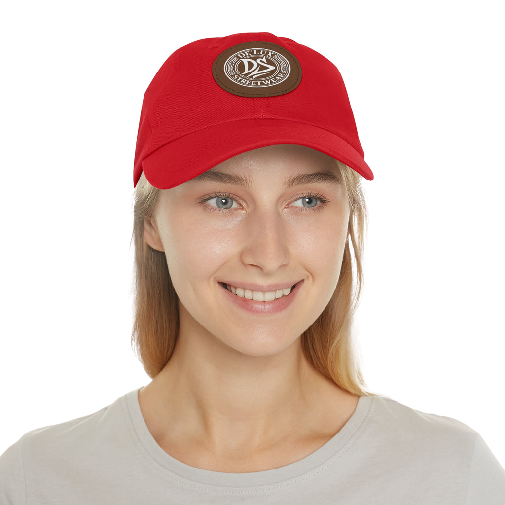 Deluxe Streetwear Leather Patch Dad Hat — Round Logo Cap