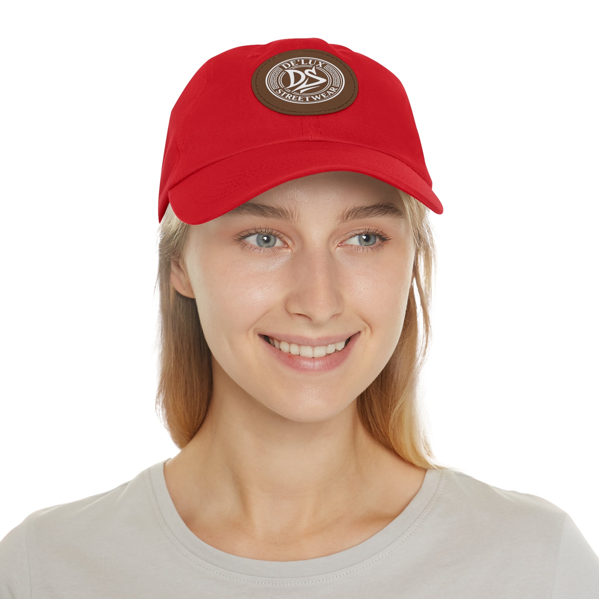 Deluxe Streetwear Leather Patch Dad Hat — Round Logo Cap