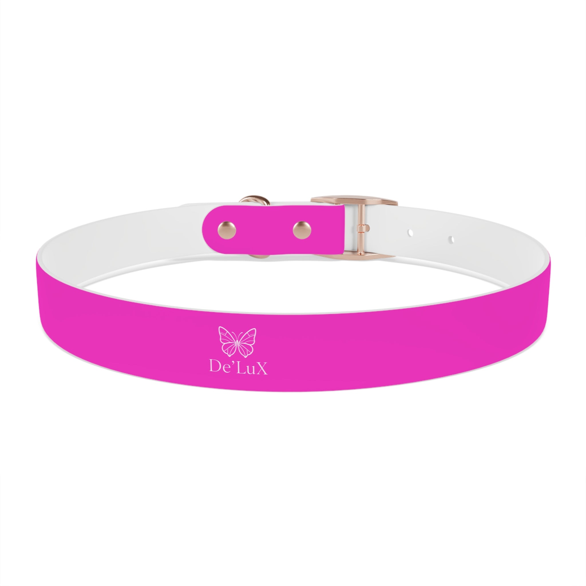 Bright Pink Dog Collar — De'Lux Butterfly Adjustable Pet Collar