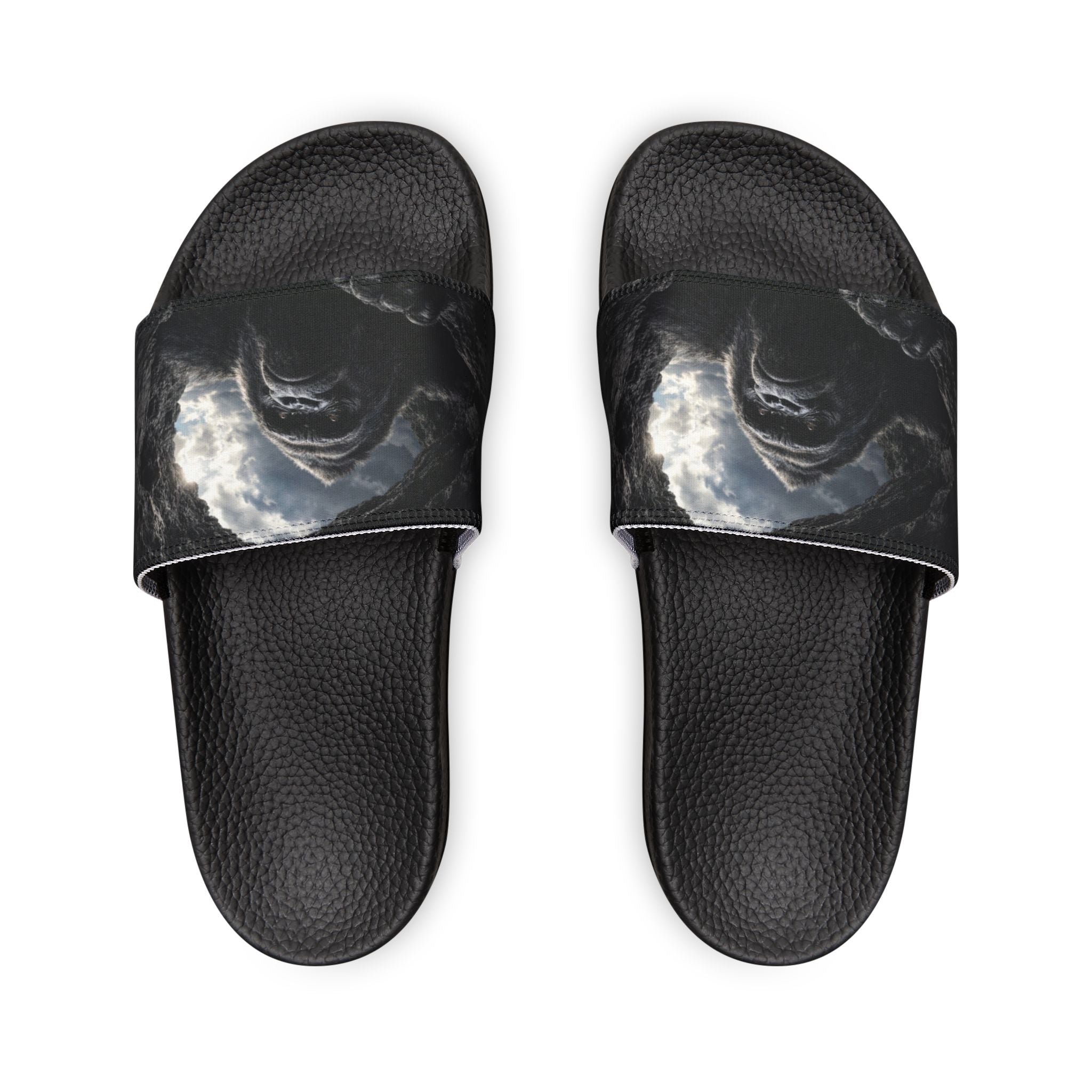Men's Slide Sandals — Dark Moon Abstract Strap Design