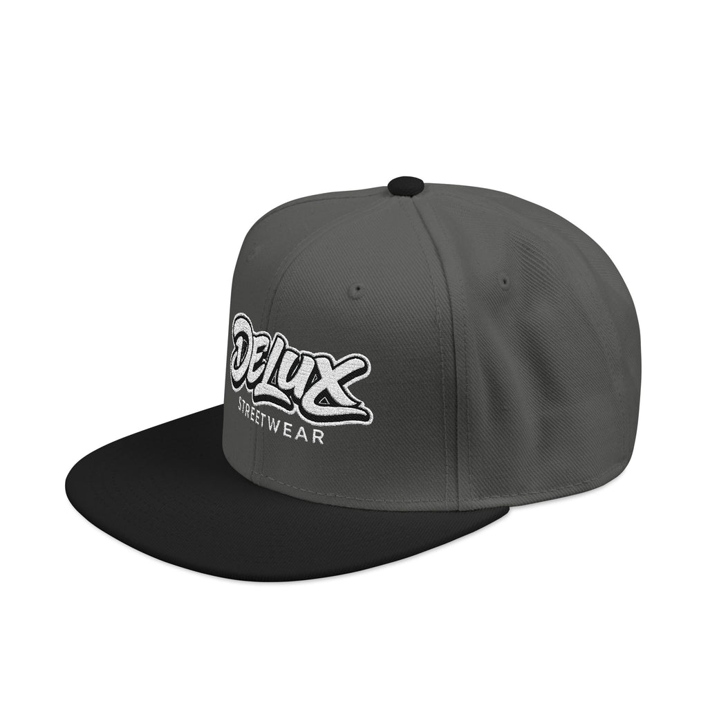 Mens Embroidered 'Delux' Snapback Cap – Streetwear Flat-Brim Hat