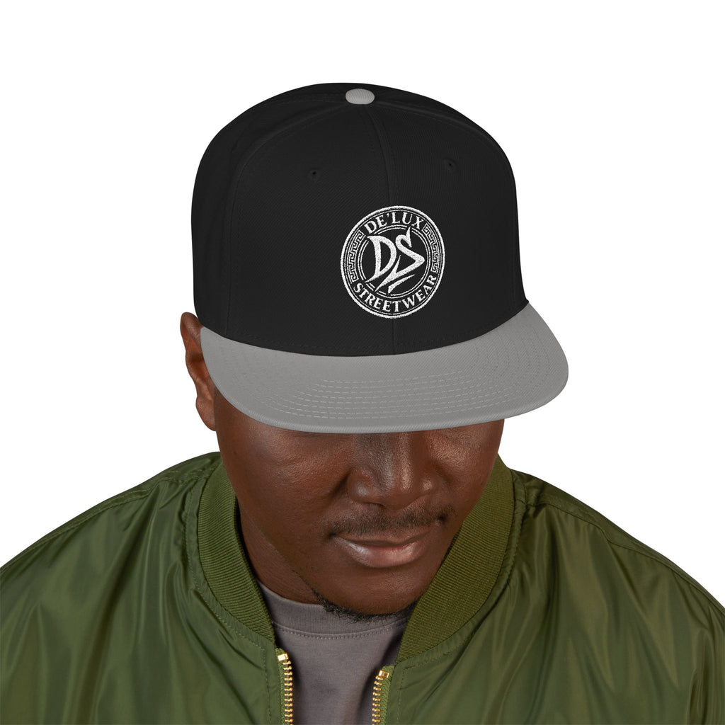 Embroidered Snapback Hat — Vintage Circle Logo Streetwear Cap