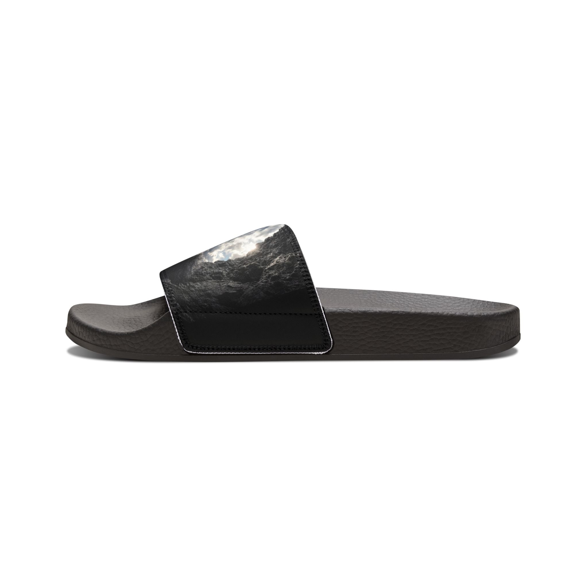Men's Slide Sandals — Dark Moon Abstract Strap Design