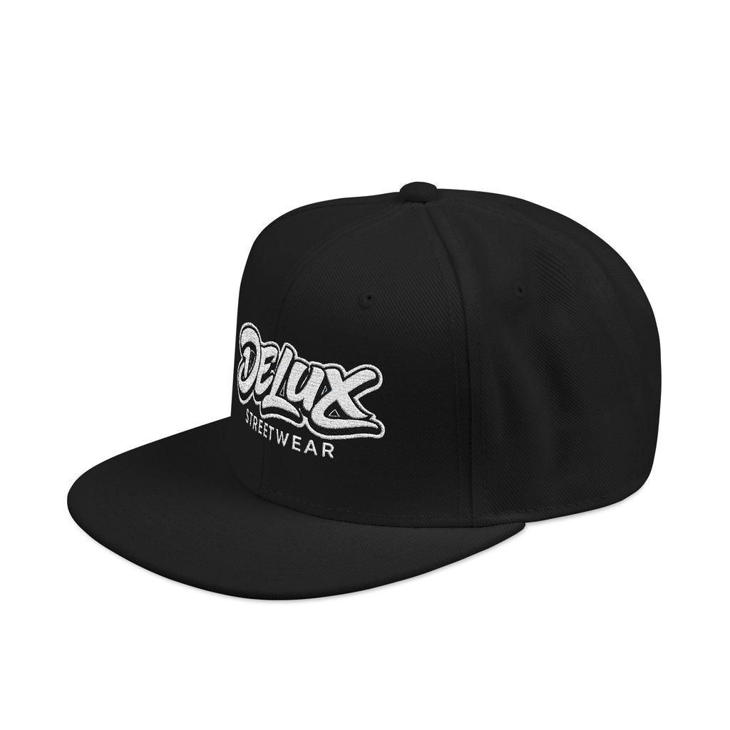 Mens Embroidered 'Delux' Snapback Cap – Streetwear Flat-Brim Hat