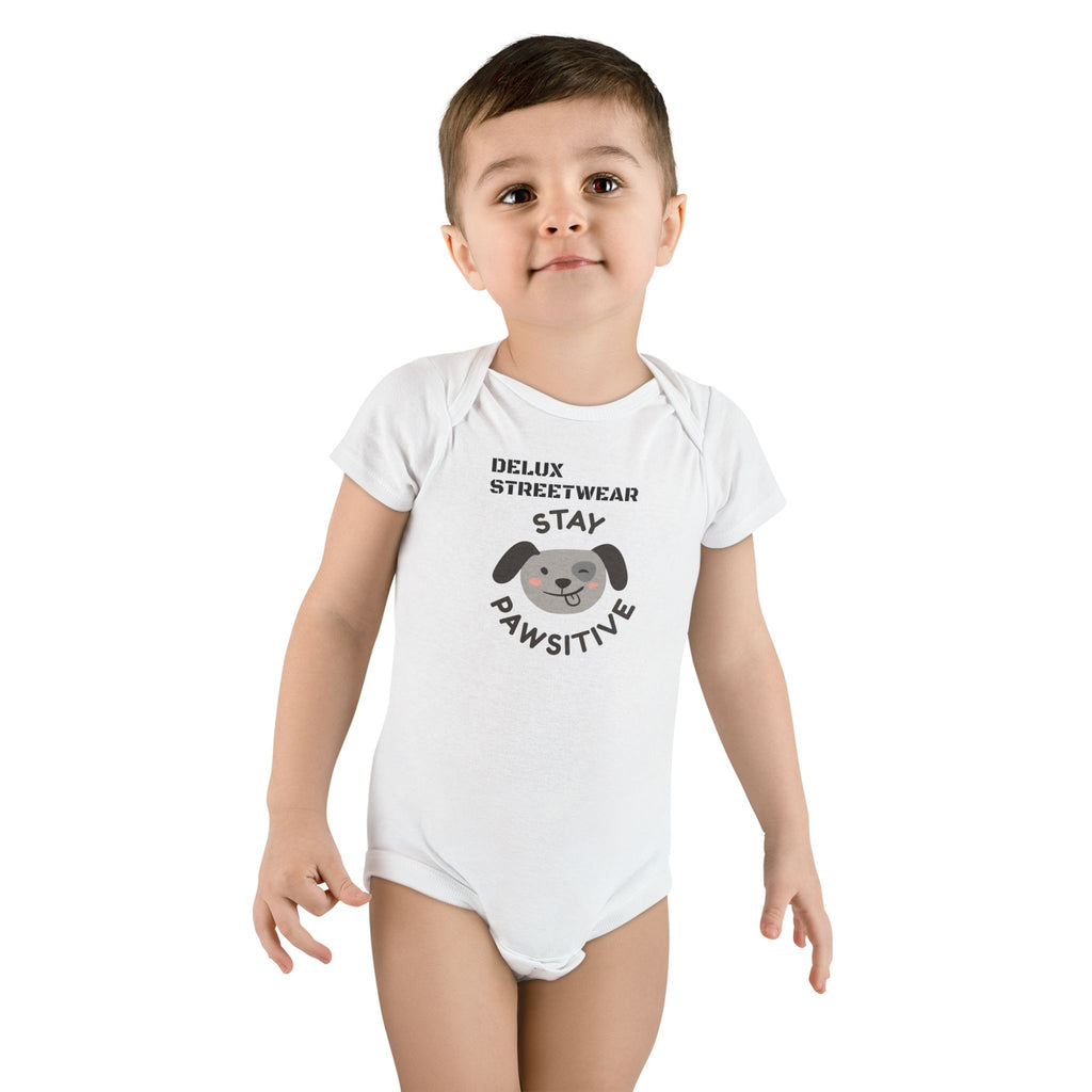 Baby Onesie - "Stay Pawsitive" Cute Dog Graphic Infant Bodysuit