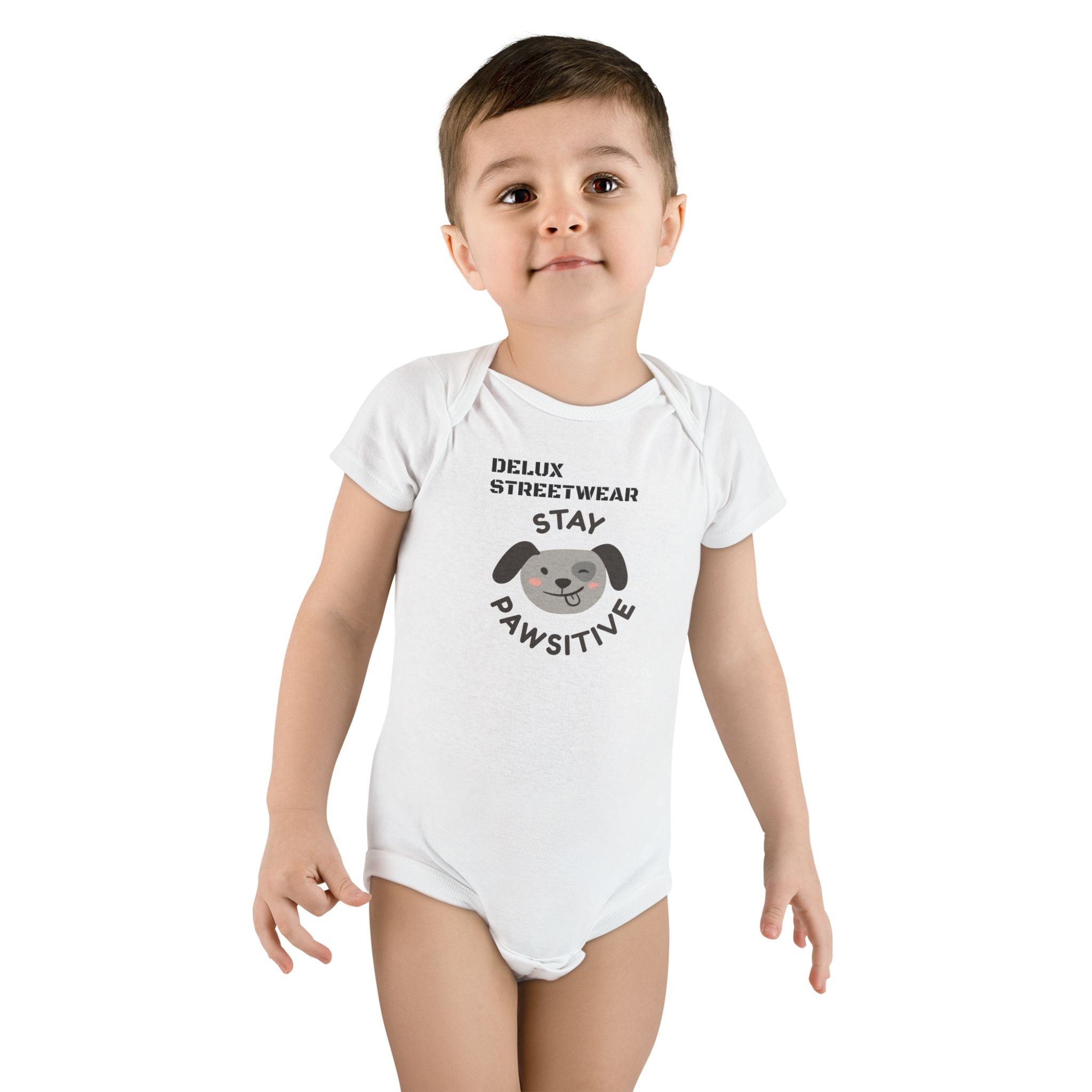 Baby Onesie - "Stay Pawsitive" Cute Dog Graphic Infant Bodysuit