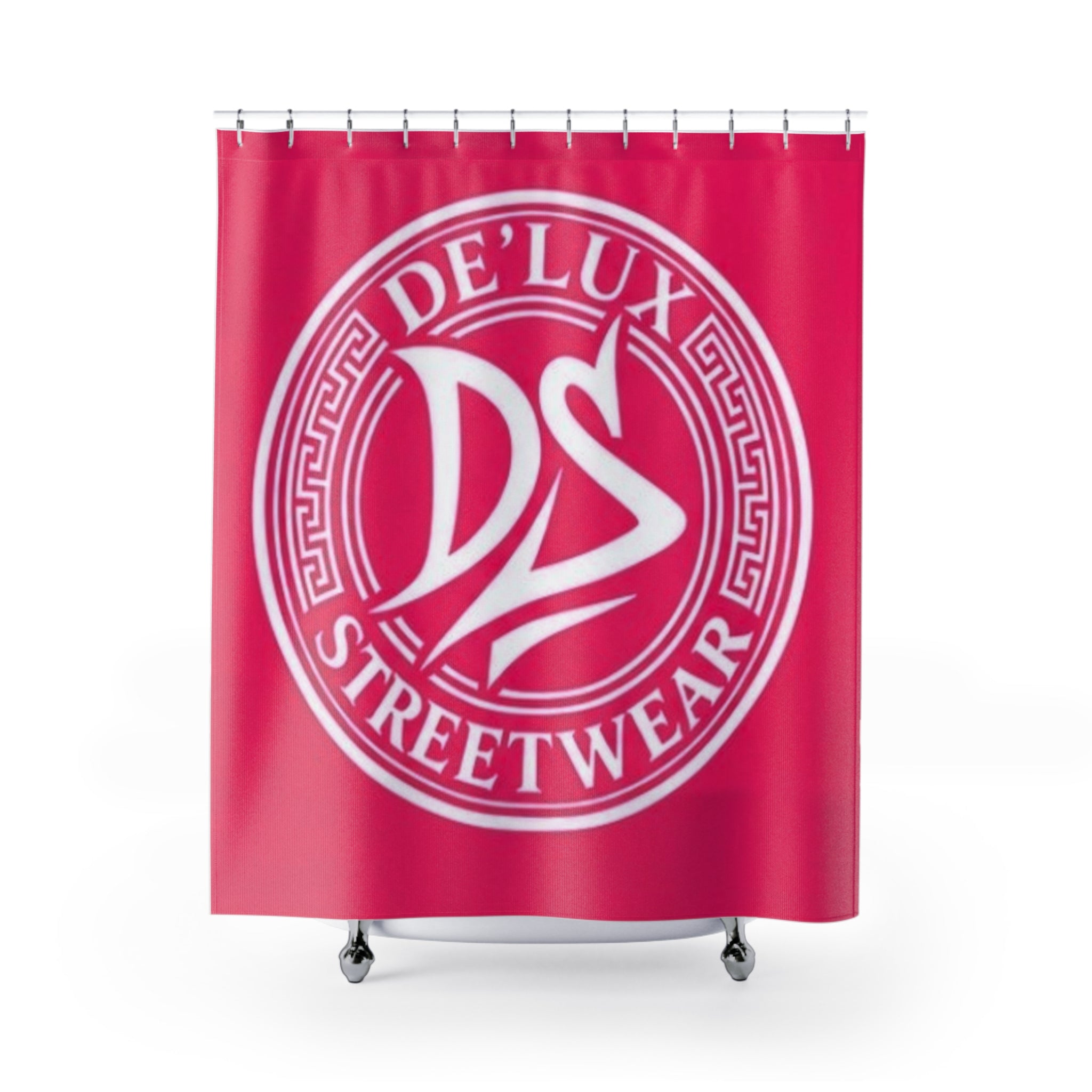De'Lux Streetwear DS Logo Pink Shower Curtain – Bold Urban Bathroom Decor