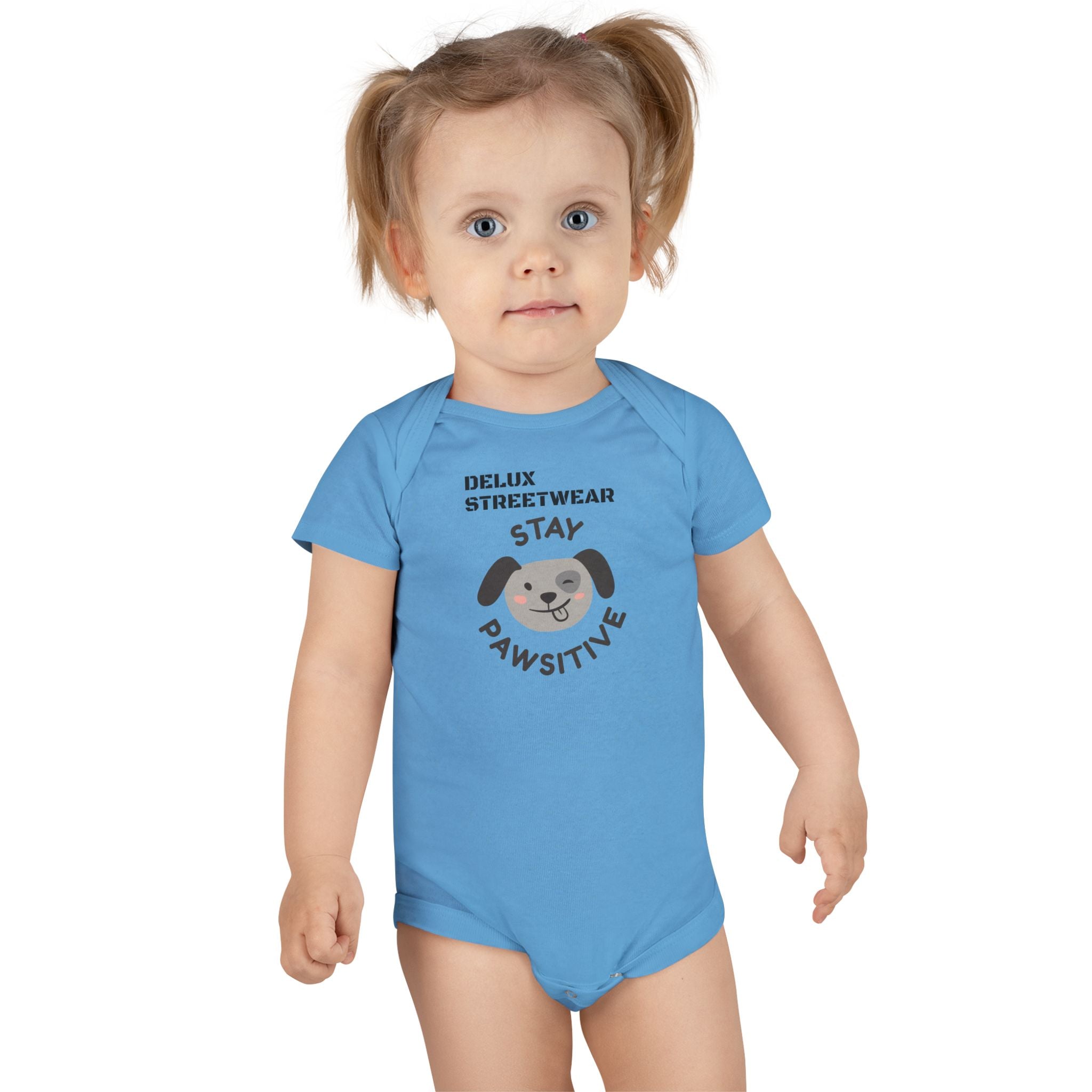 Baby Onesie - "Stay Pawsitive" Cute Dog Graphic Infant Bodysuit