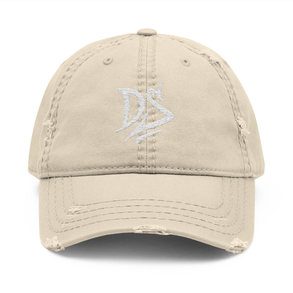 Distressed Embroidered Dad Hat — Vintage ‘DS’ Logo Cap