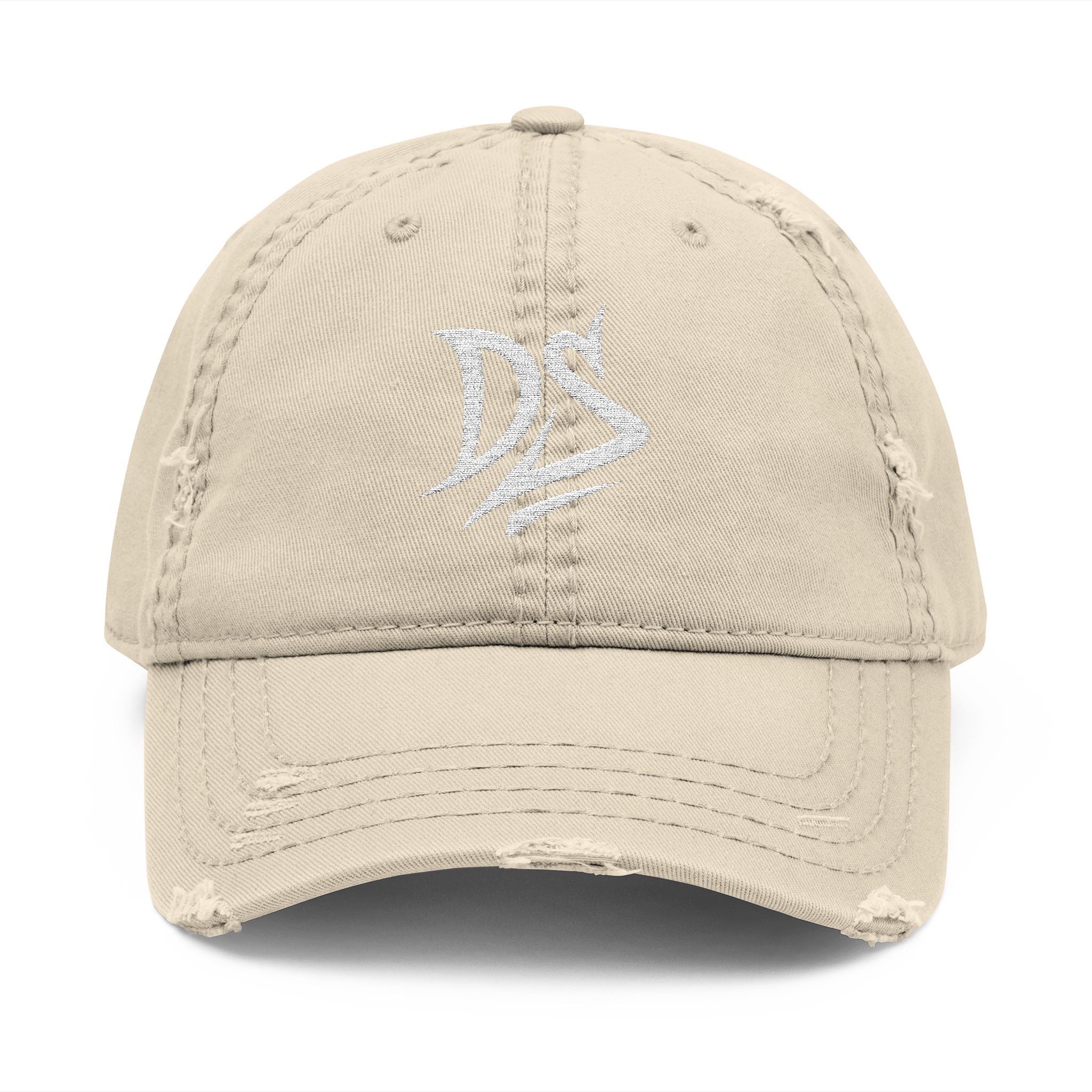 Distressed Embroidered Dad Hat — Vintage ‘DS’ Logo Cap