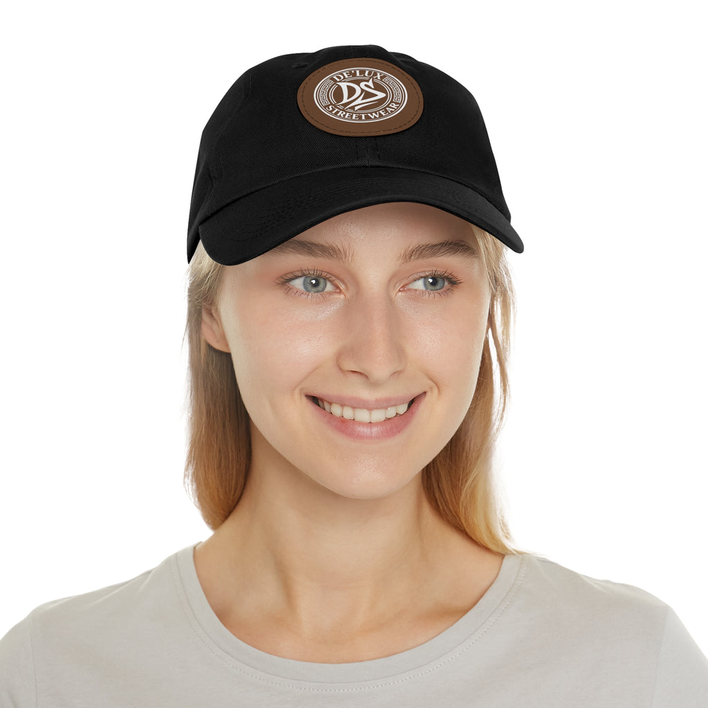 Deluxe Streetwear Leather Patch Dad Hat — Round Logo Cap