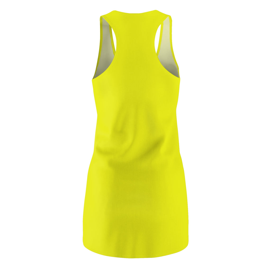 Racerback Dress — Neon Yellow Active Sundress with Subtle Chest Emblem