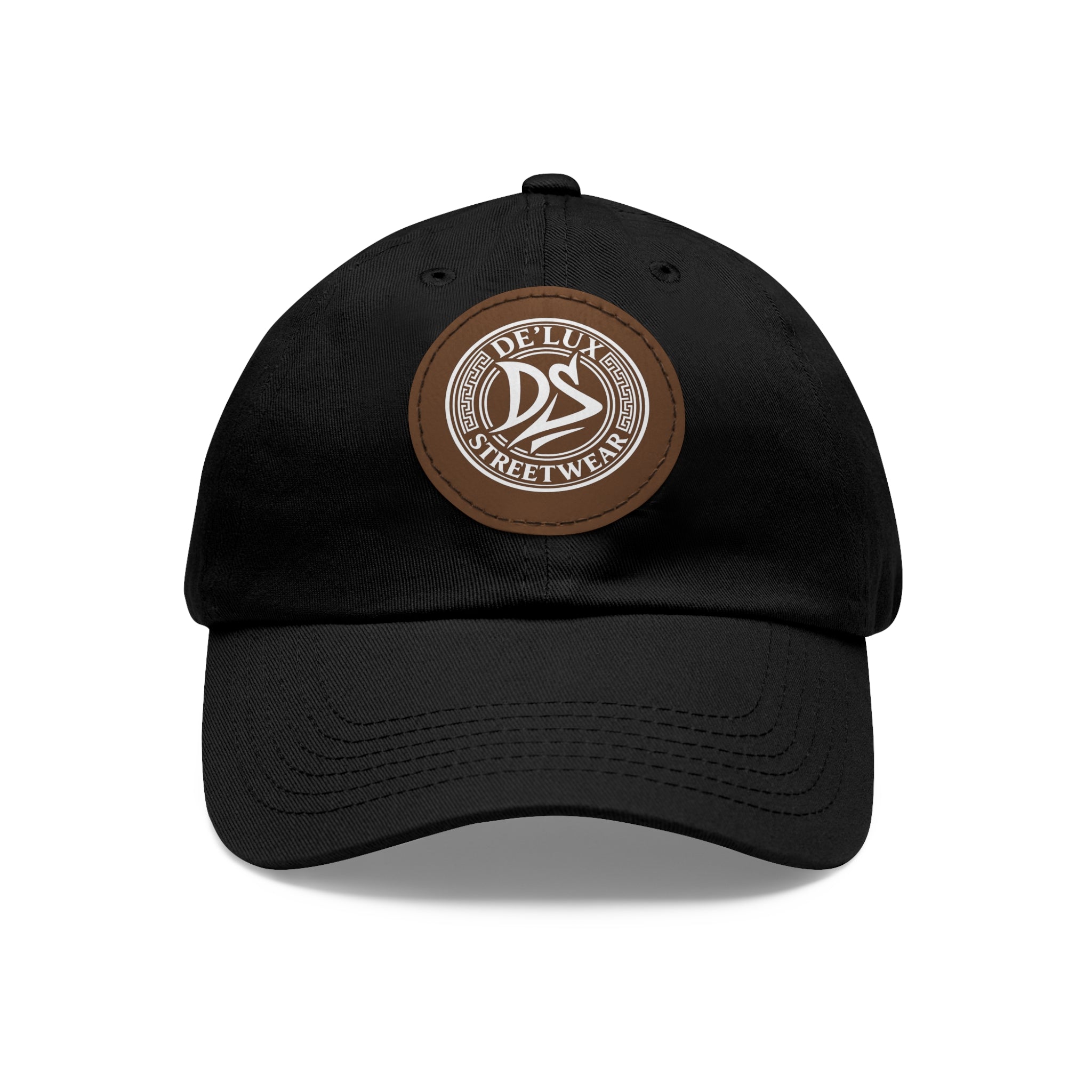 Deluxe Streetwear Leather Patch Dad Hat — Round Logo Cap