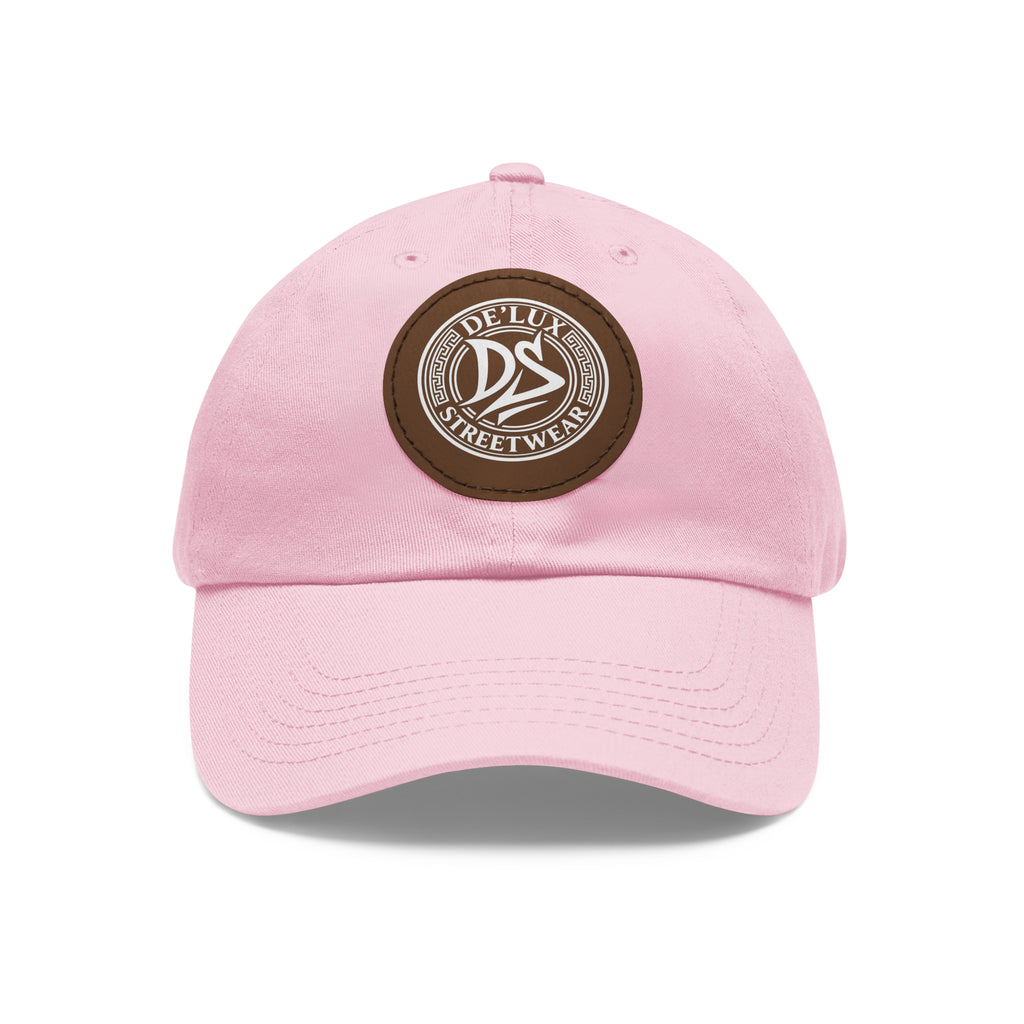 Deluxe Streetwear Leather Patch Dad Hat — Round Logo Cap