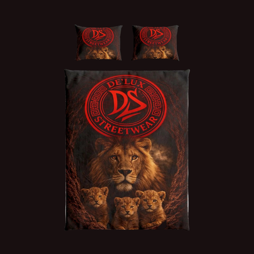 DeLUX Lion Family Cotton Bed Set — Delux Streetwear Logo Duvet Cover
