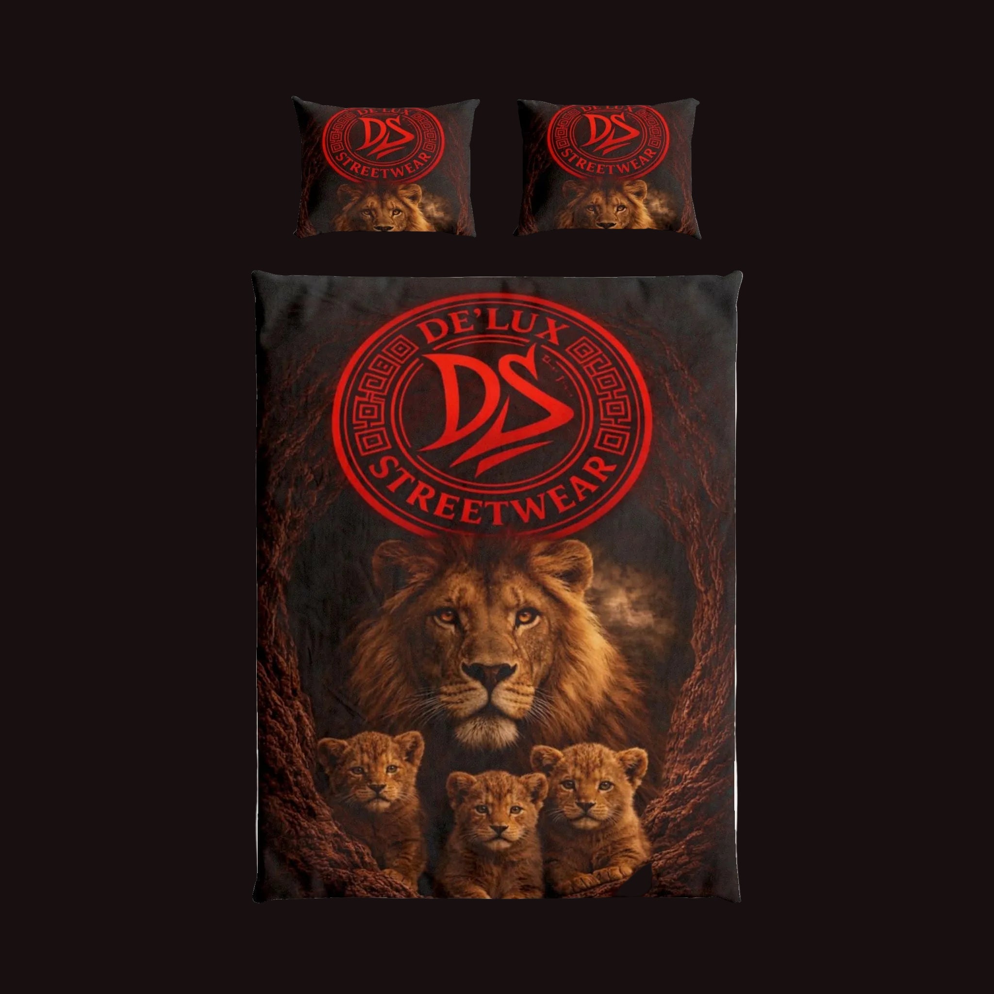 DeLUX Lion Family Cotton Bed Set — Delux Streetwear Logo Duvet Cover