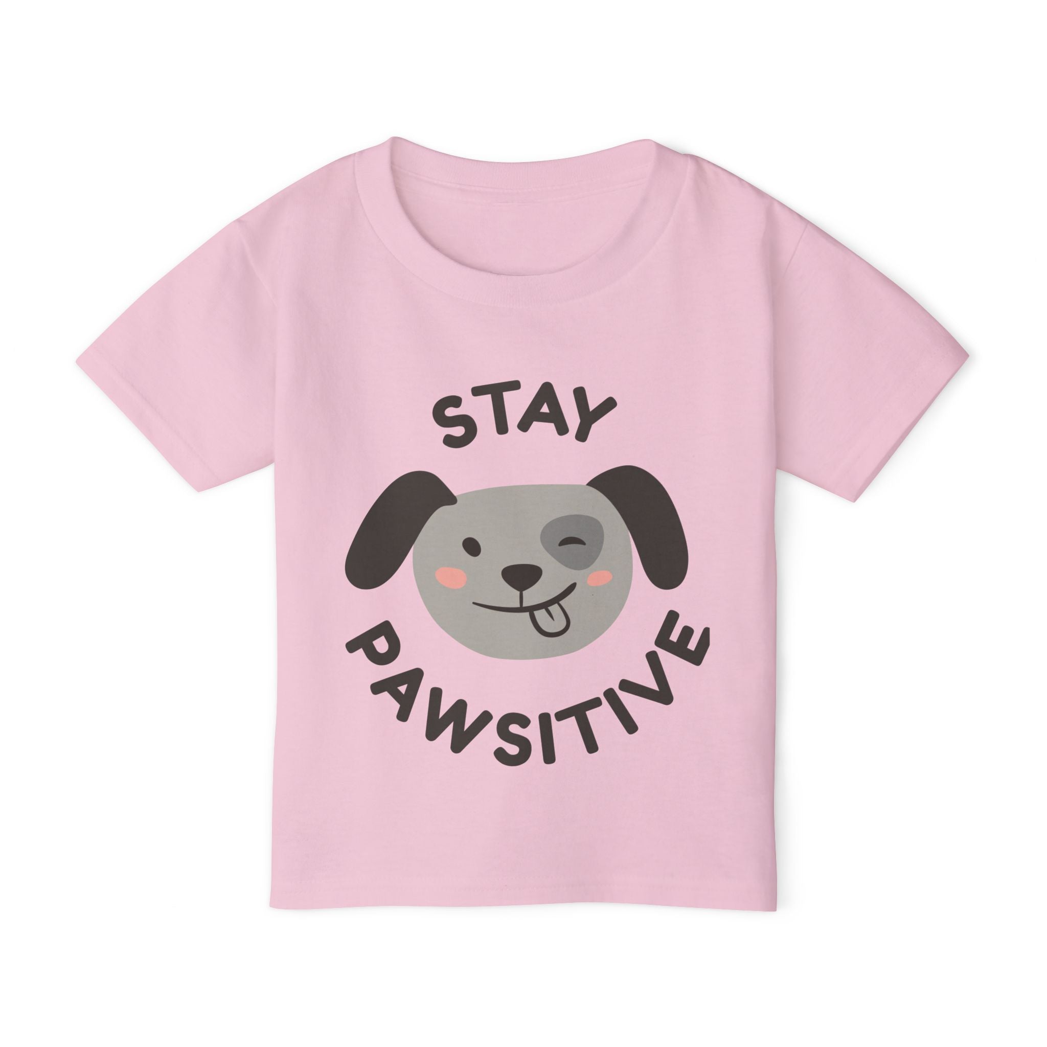Toddler T-Shirt — "Stay Pawsitive" Cute Winking Puppy Kids Tee