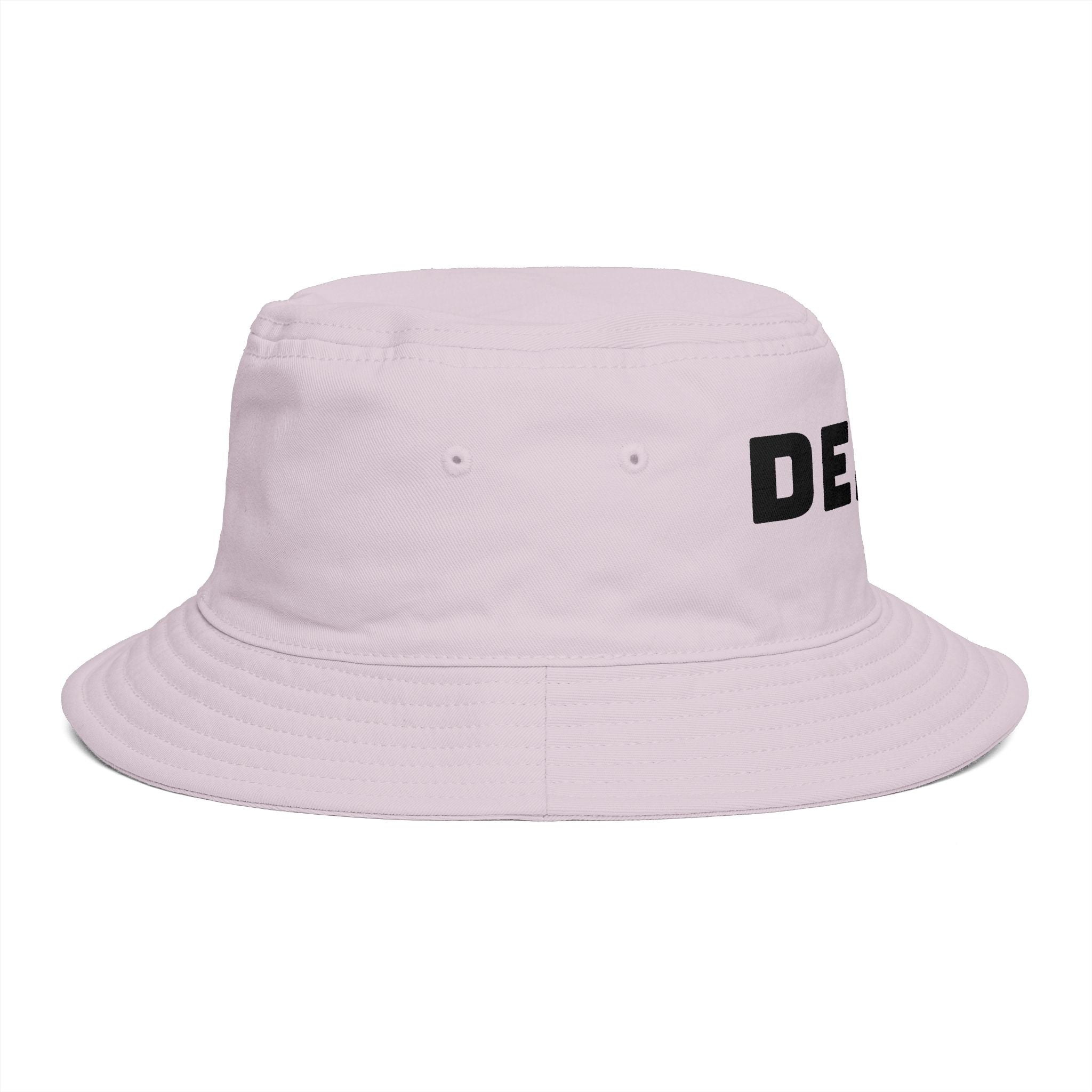 DELUX Brown Bucket Hat — Retro Logo Casual Sun Hat