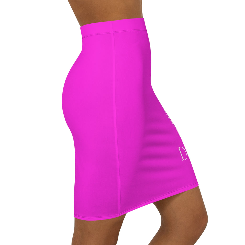 Pink Butterfly De'Lux Pencil Skirt — Women's Mid-Waist Fashion Skirt